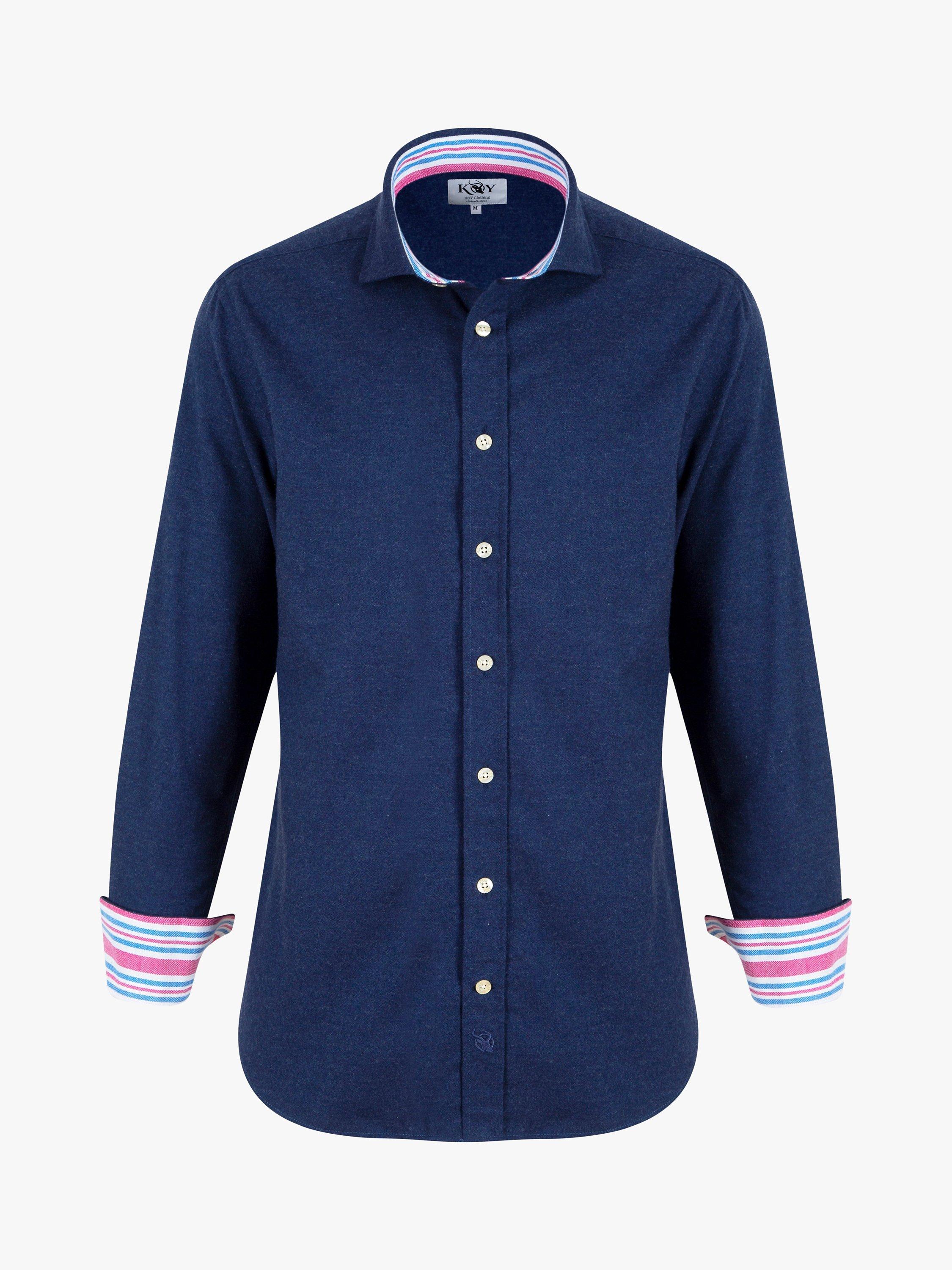Product image 4 of 8, which shows KOY Luxury Cotton Cashmere Blend Shirt, Navy, S