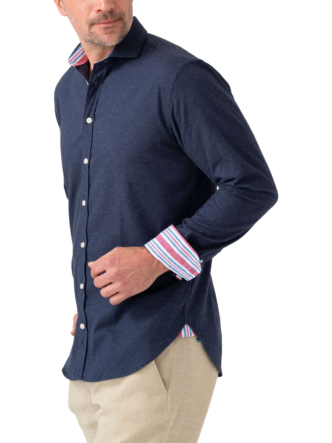 Product image 5 of 8, which shows KOY Luxury Cotton Cashmere Blend Shirt, Navy, S