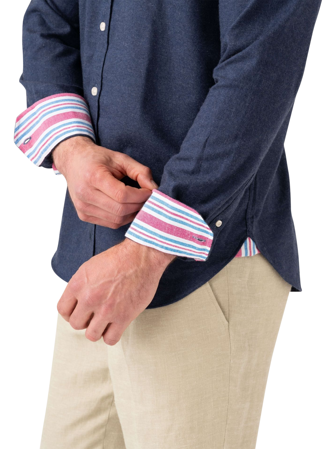 Product image 6 of 8, which shows KOY Luxury Cotton Cashmere Blend Shirt, Navy, S