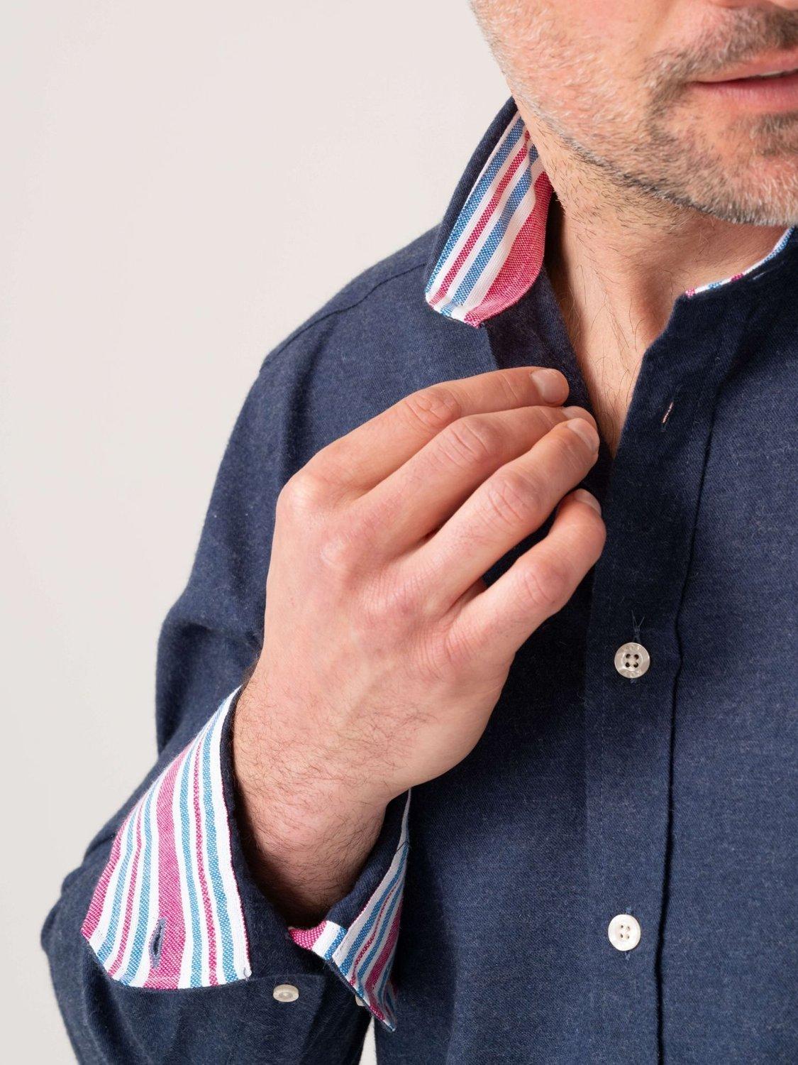 Product image 7 of 8, which shows KOY Luxury Cotton Cashmere Blend Shirt, Navy, S