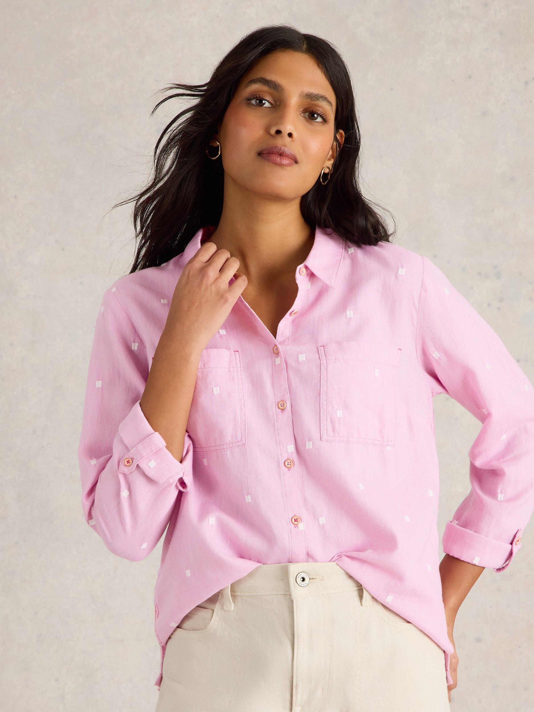 Product image 4 of 7, which shows White Stuff Sophie Organic Cotton Shirt, Pink, 6