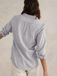 White Stuff Square Embroidery Organic Cotton Shirt, Grey/White