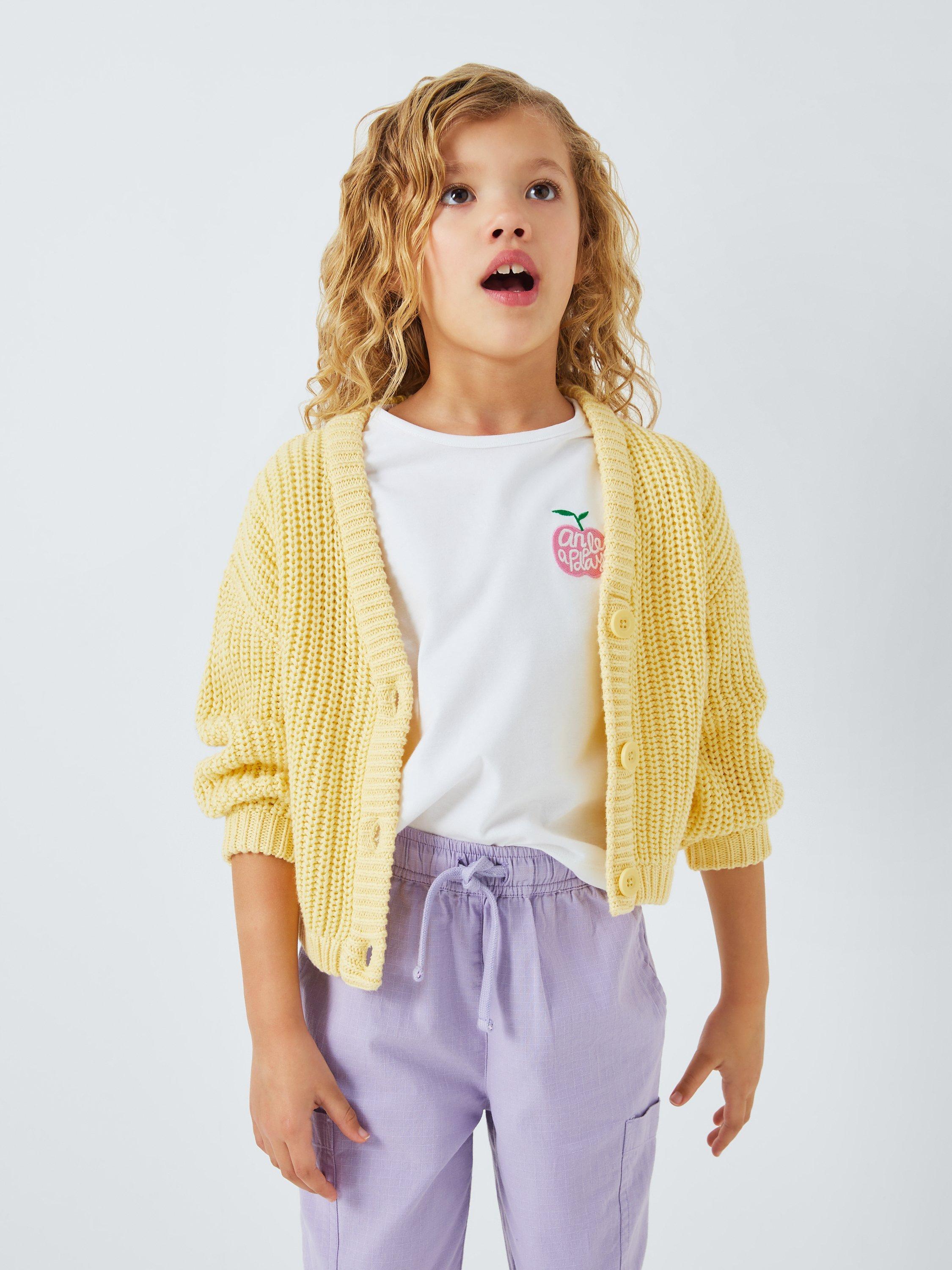 John Lewis ANYDAY Kids' Chunky Knit Cardigan, Yellow
