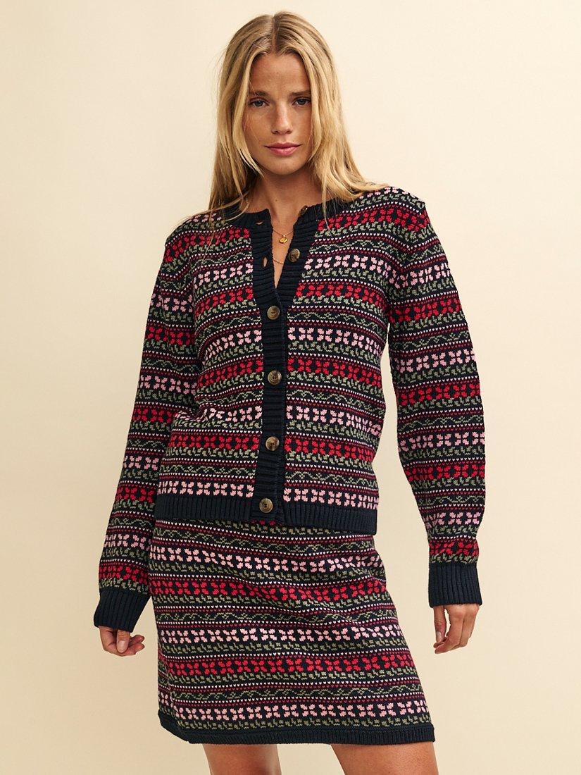 Nobody's Child Sweetheart Jacquard Knit Cardigan, Multi