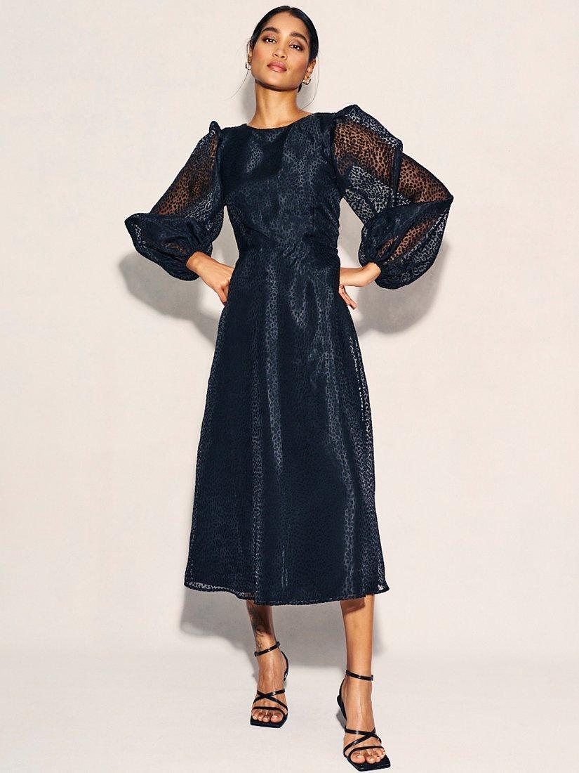 Nobody's Child Zola Balloon Sleeve Midi Dress, Black