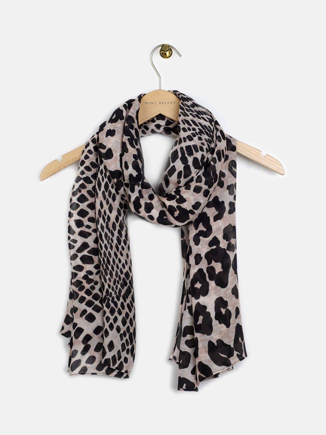 Mint Velvet Adaline Animal Print Scarf, Natural/Black