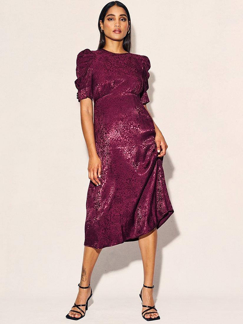 Nobody's Child Moira Jacquard Midi Dress, Plum