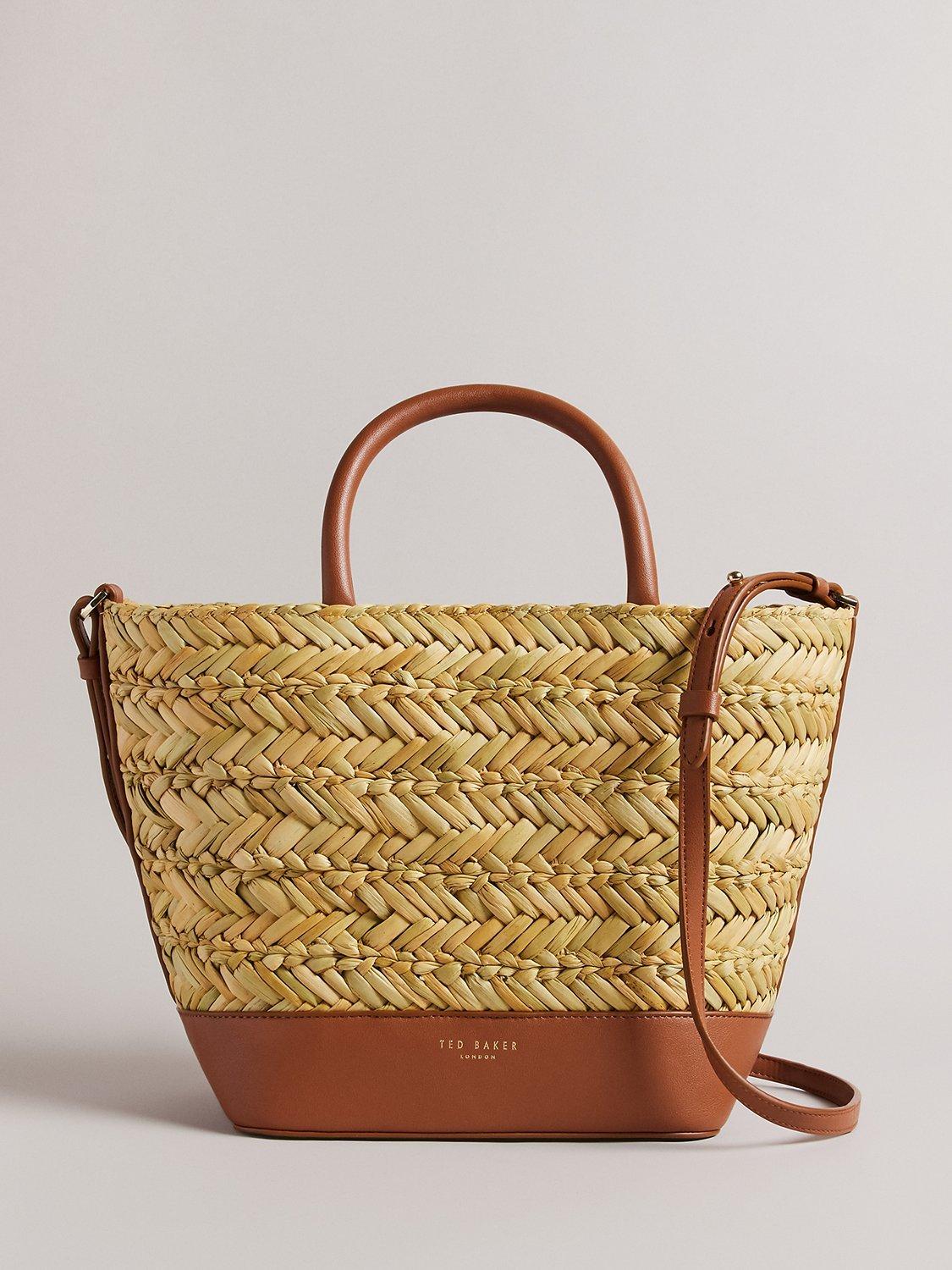 Ted Baker Ivelie Medium Raffia Weave Tote Bag, Brown Tan, One Size
