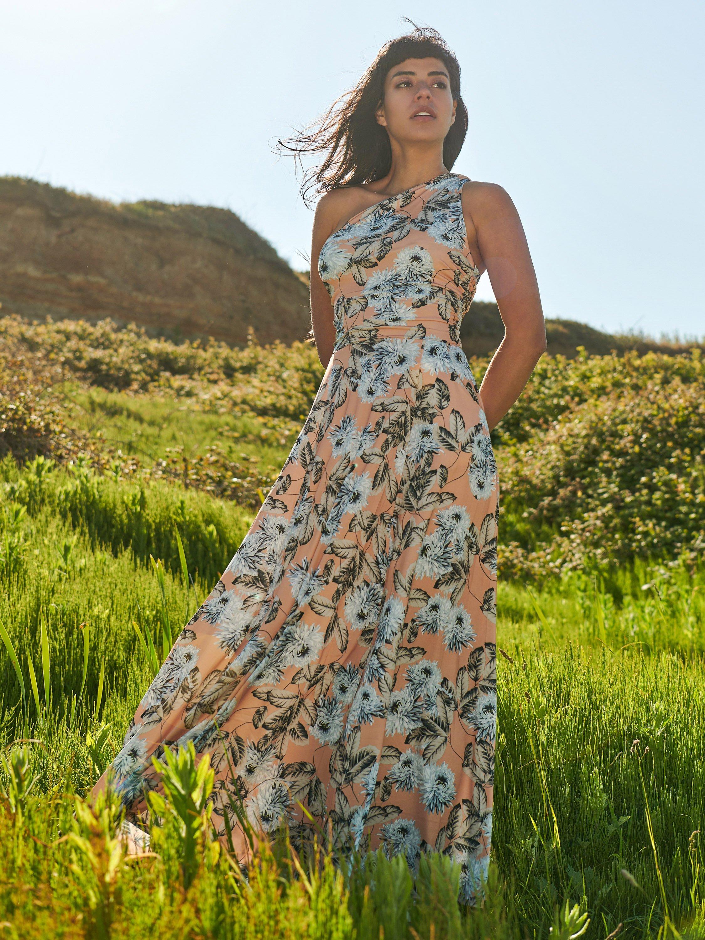 Jolie Moi Floral Asymmetric Maxi Dress Multi