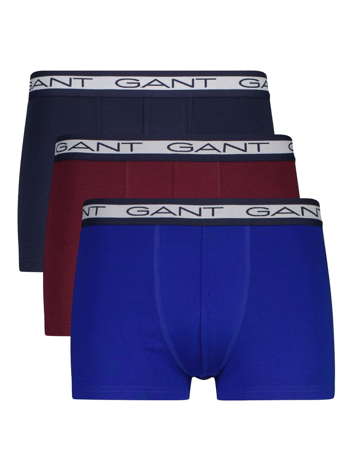 GANT Slim Fit Logo Trunks, Pack of 3, Navy/Blue/Burgundy