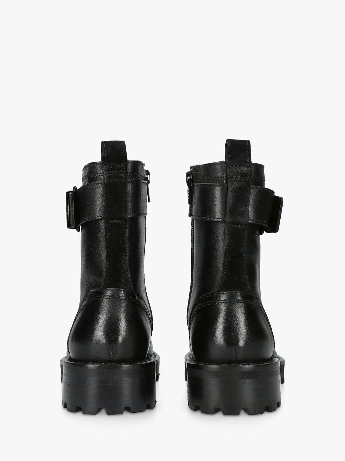 KG Kurt Geiger South Lace Up Leather Biker Boots Black