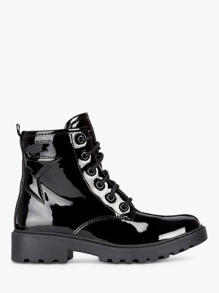 Geox Kids' Casey Patent Ankle Boots, Black