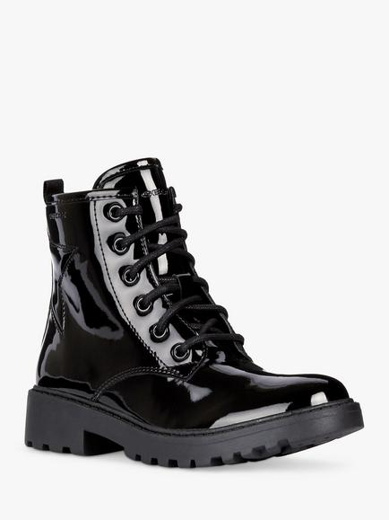 Geox Kids' Casey Patent Ankle Boots - view 2, Black