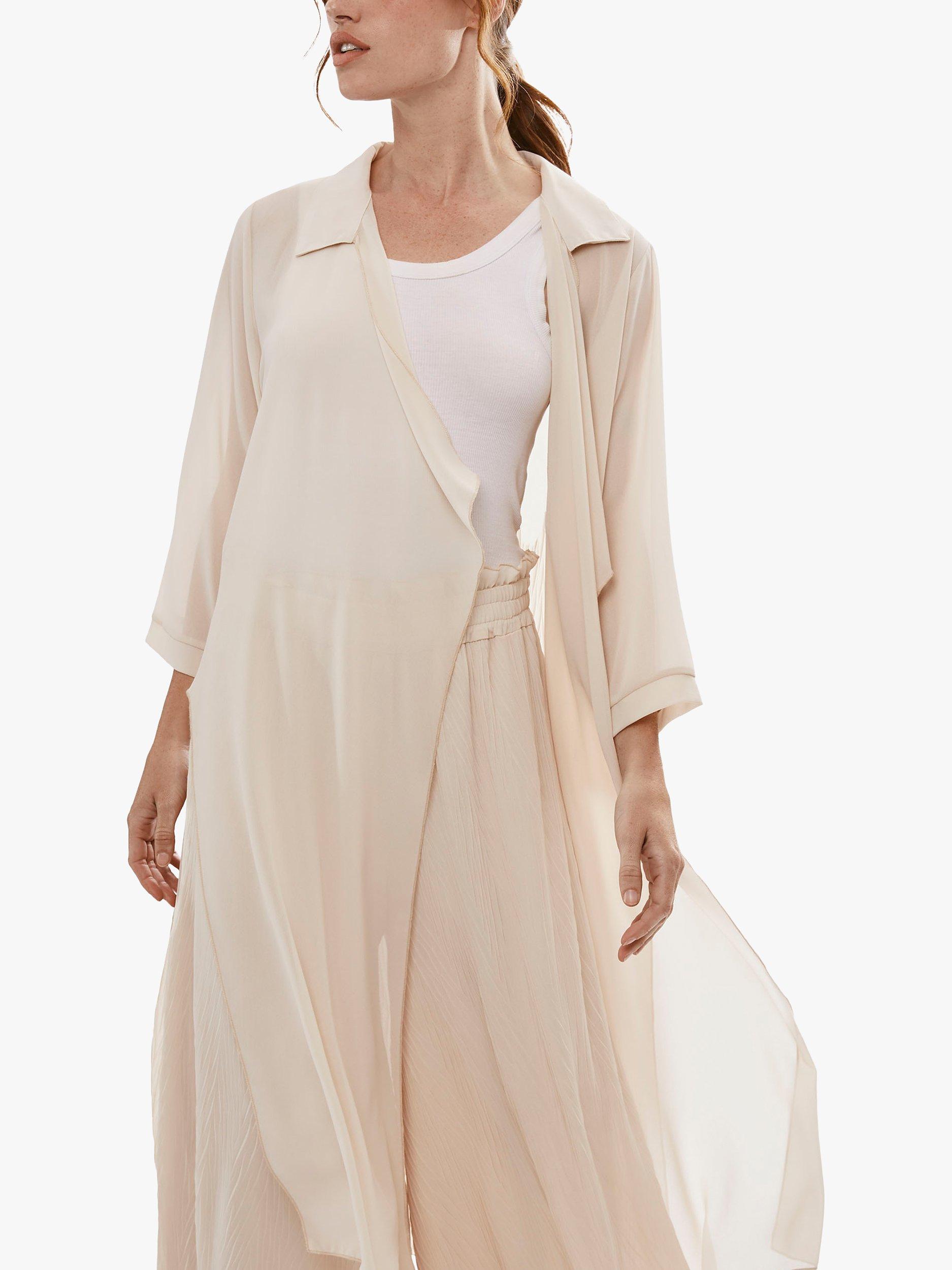James Lakeland Pleated Back Long Cardigan, Beige