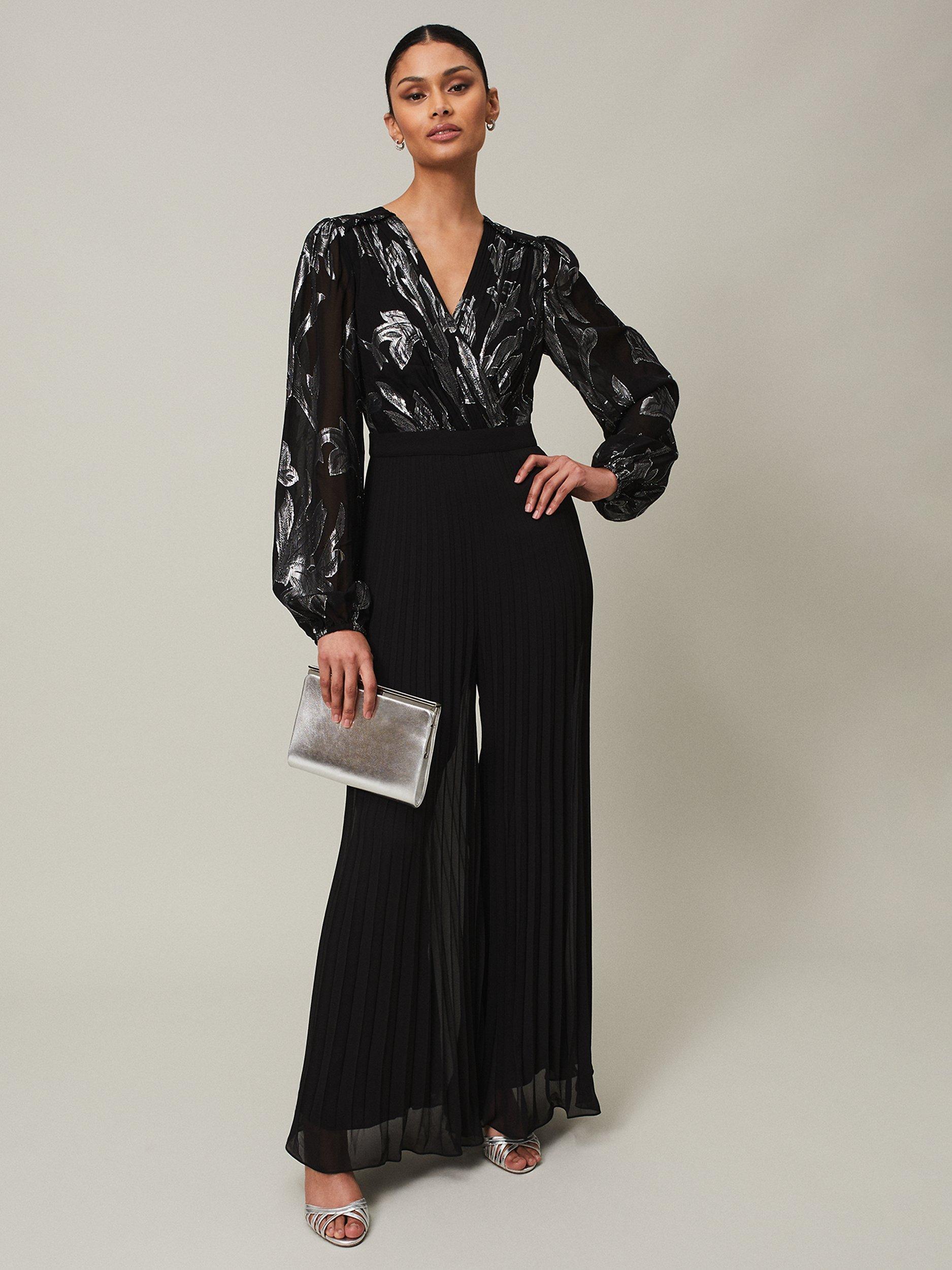 Phase Eight Althea Wide Leg Jumpsuit Black Silver