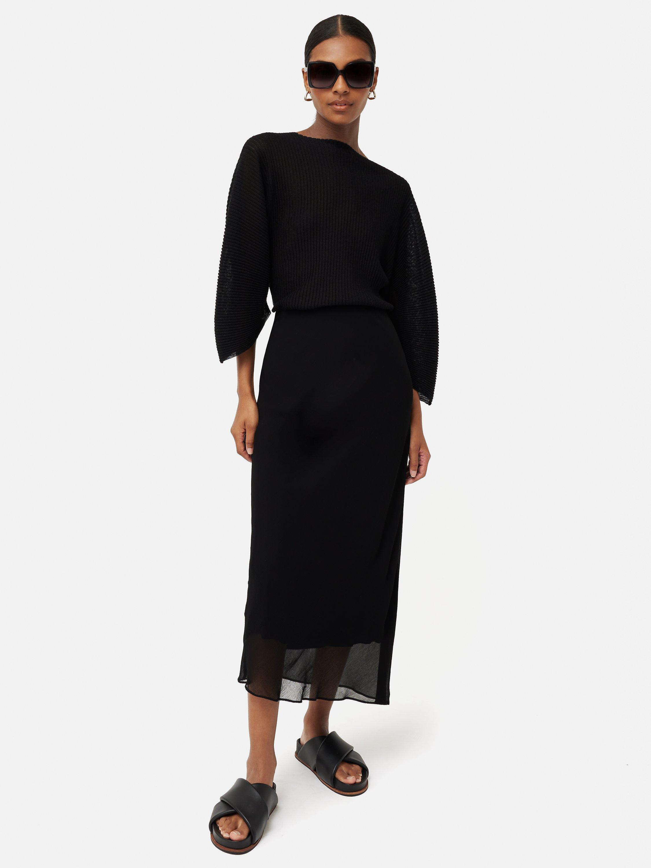 Jigsaw Bias Maxi Slip Skirt, Black