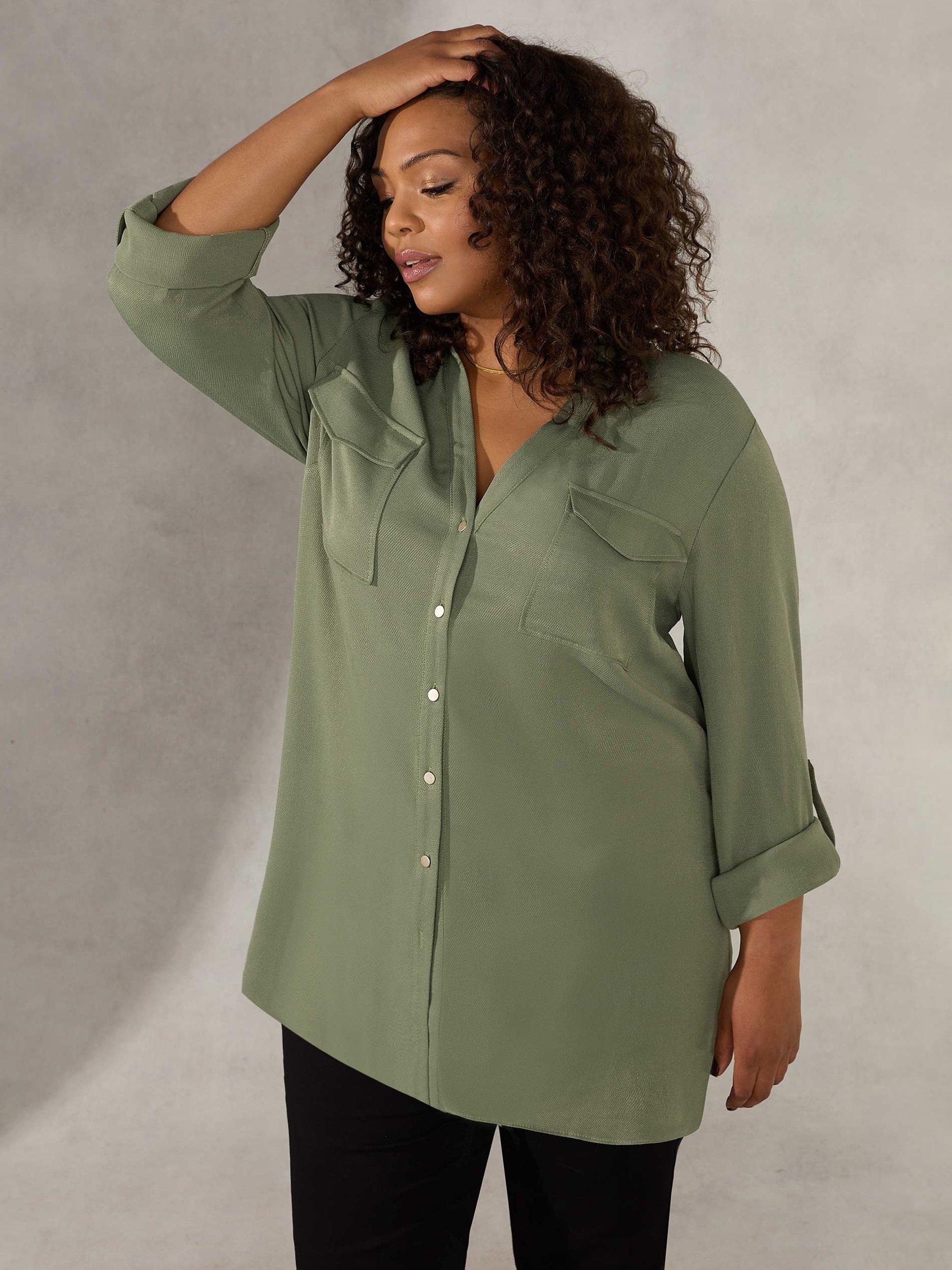 Live Unlimited Curve Khaki Military Shirt, Green