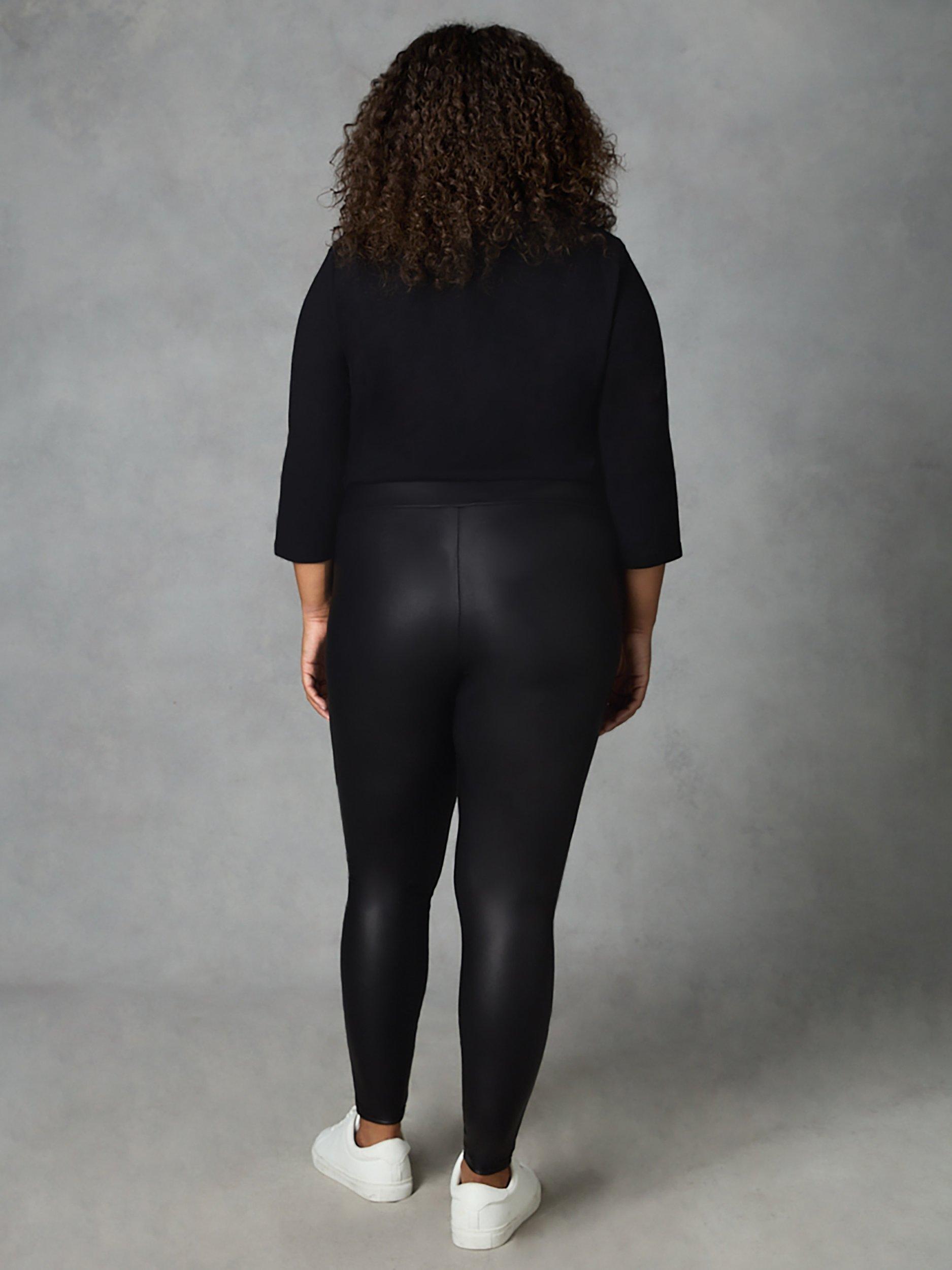 Product image 3 of 5, which shows Live Unlimited Curve Faux Leather Leggings, Black, 14