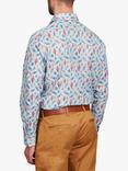 Simon Carter Linen Blend Gecko Print Shirt, Blue/Multi