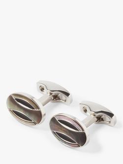 Simon Carter Deco Curve Mother Of Pearl Cufflinks, Grey Silver, Grey Silver