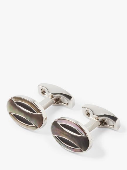 Simon Carter Deco Curve Mother Of Pearl Cufflinks, Grey Silver, Grey Silver