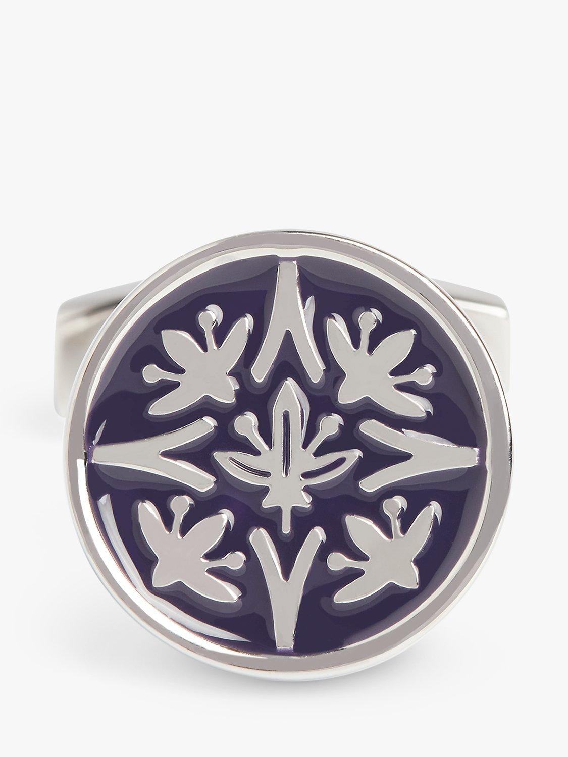 Product image 4 of 4, which shows Simon Carter Bouquet Enamel Cufflinks, Navy/Silver, Blue