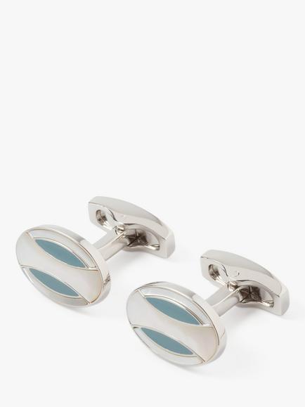 Simon Carter Deco Curve Mother Of Pearl Cufflinks, White Silver, White Silver