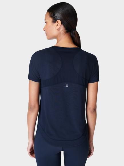 Sweaty Betty Breathe Easy Short Sleeve Gym Top - view 2, Deep Blue