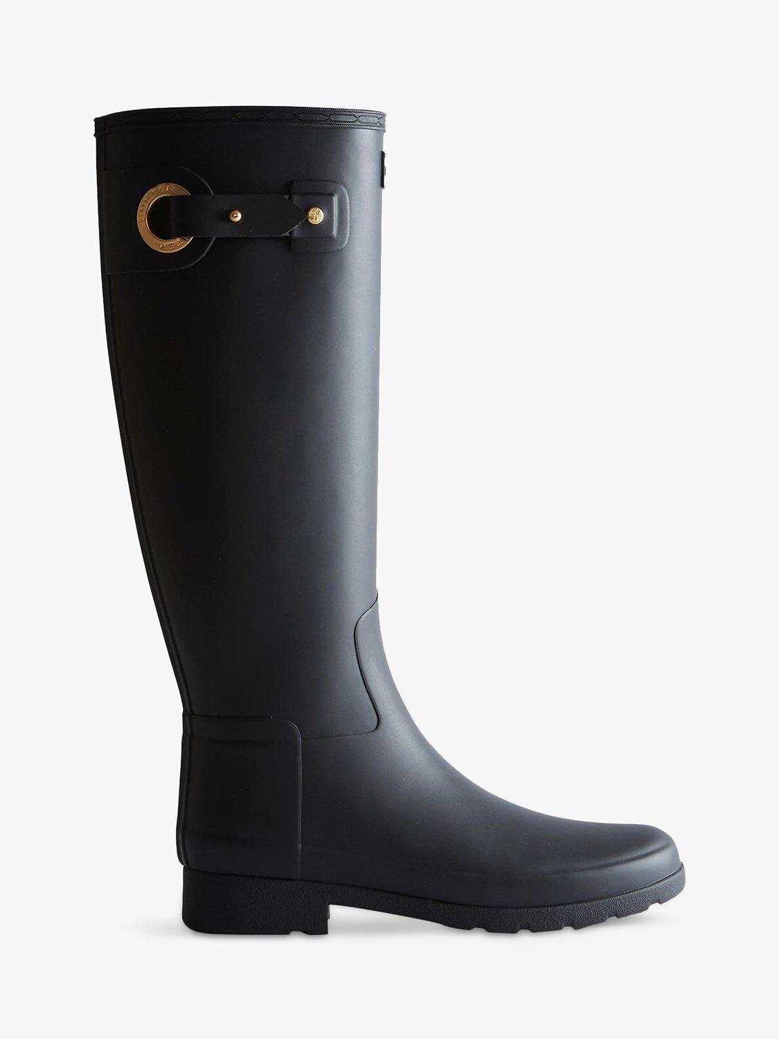 Hunter Refined Tall Buckle Wellington Boots, Black