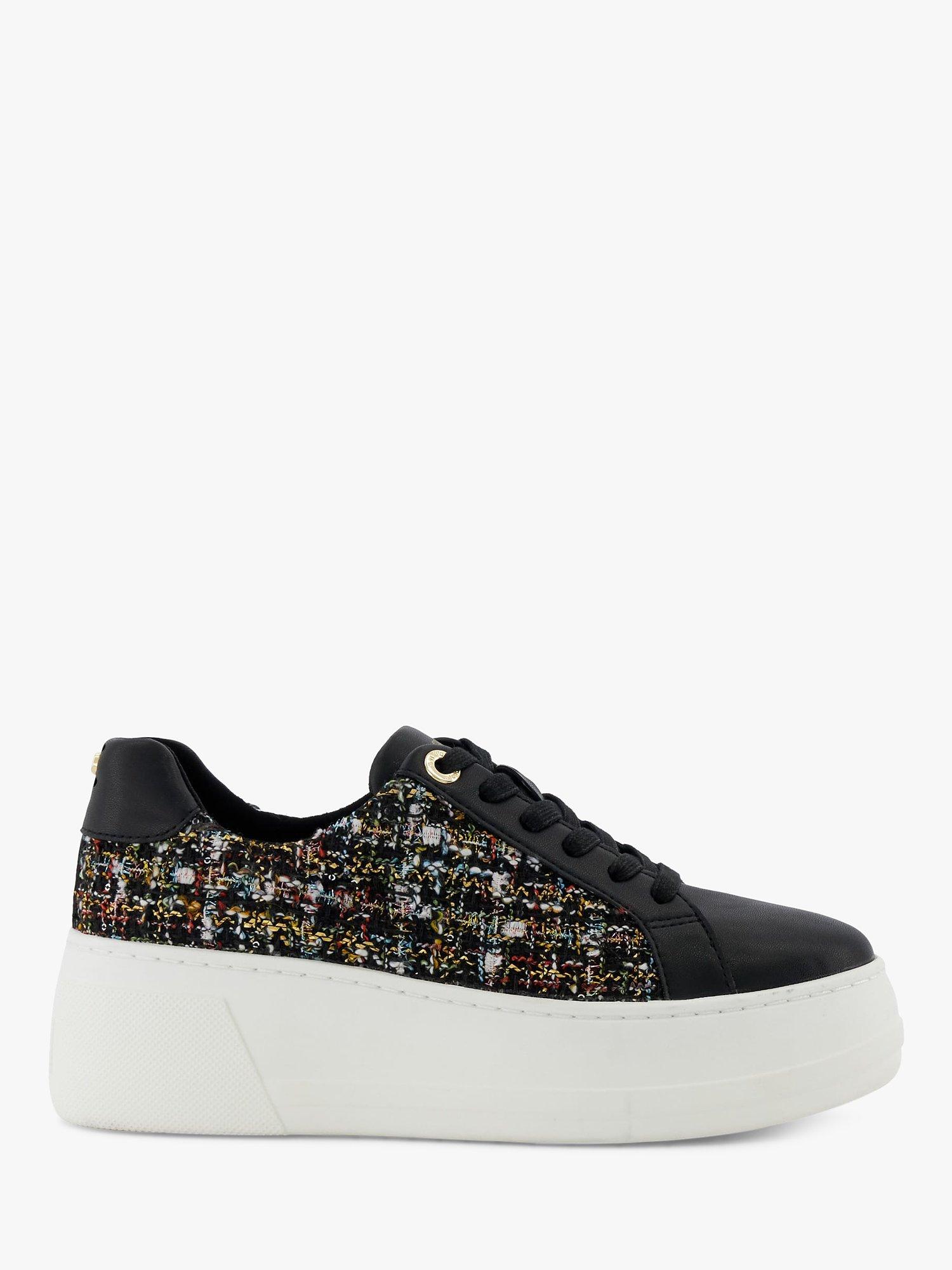 Dune Episode Textured Flatform Trainers, Black/Multi