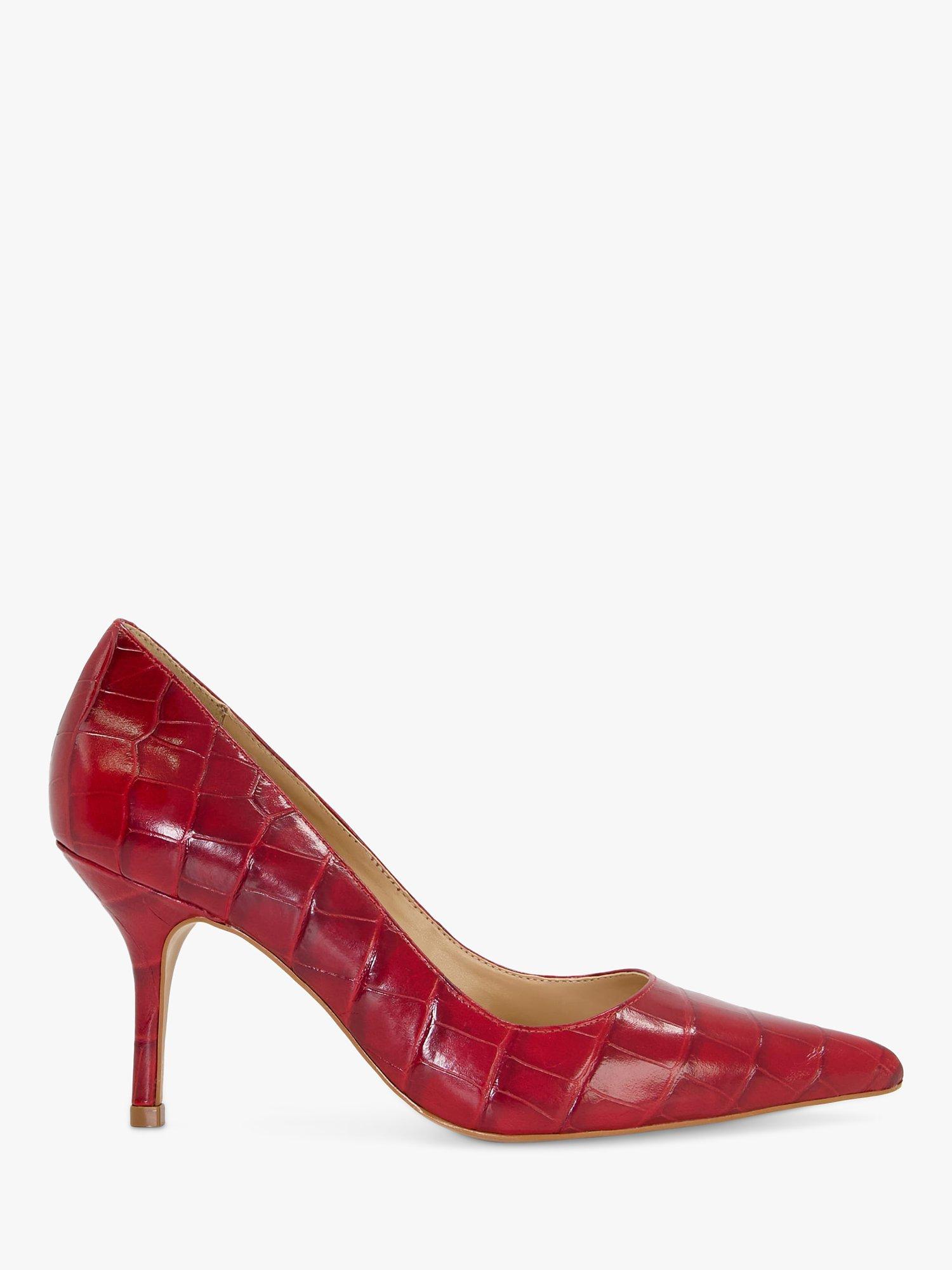 Dune Bold Leather Stiletto Heel Court Shoes, Red, EU36