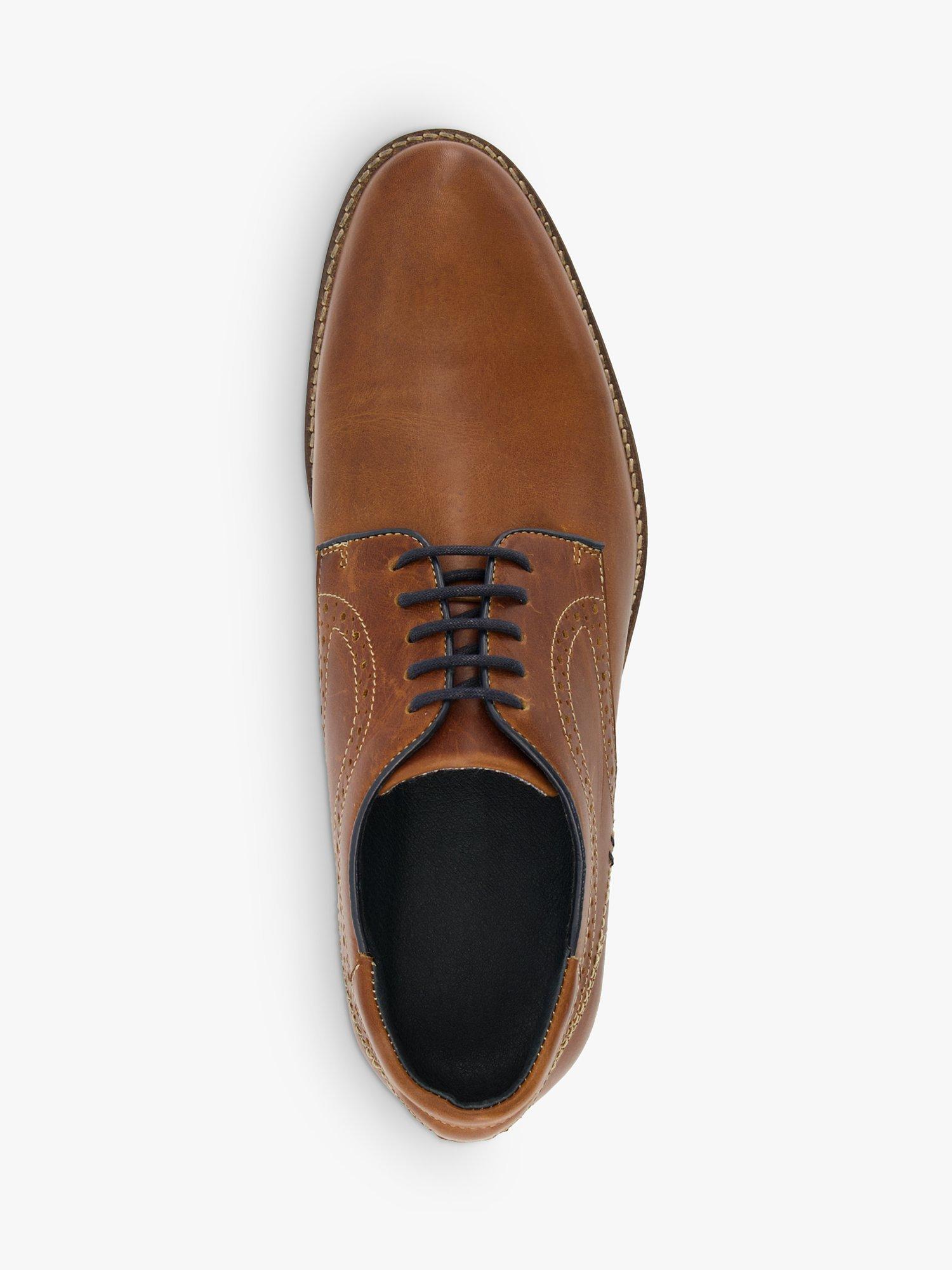 Dune Wide Fit Bintom Leather Stitch Detail Derby Shoes, Tan, EU40