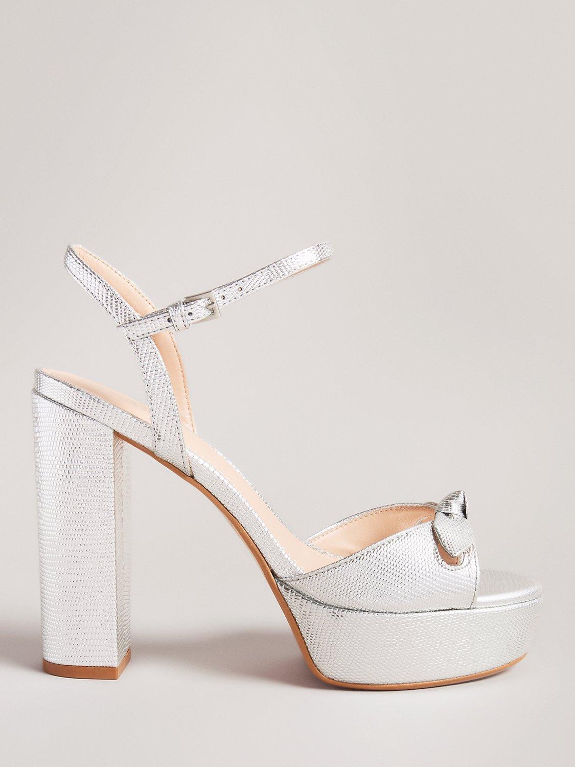 Ted Baker Kayllah Bow Detail Platform Sandals, Silver