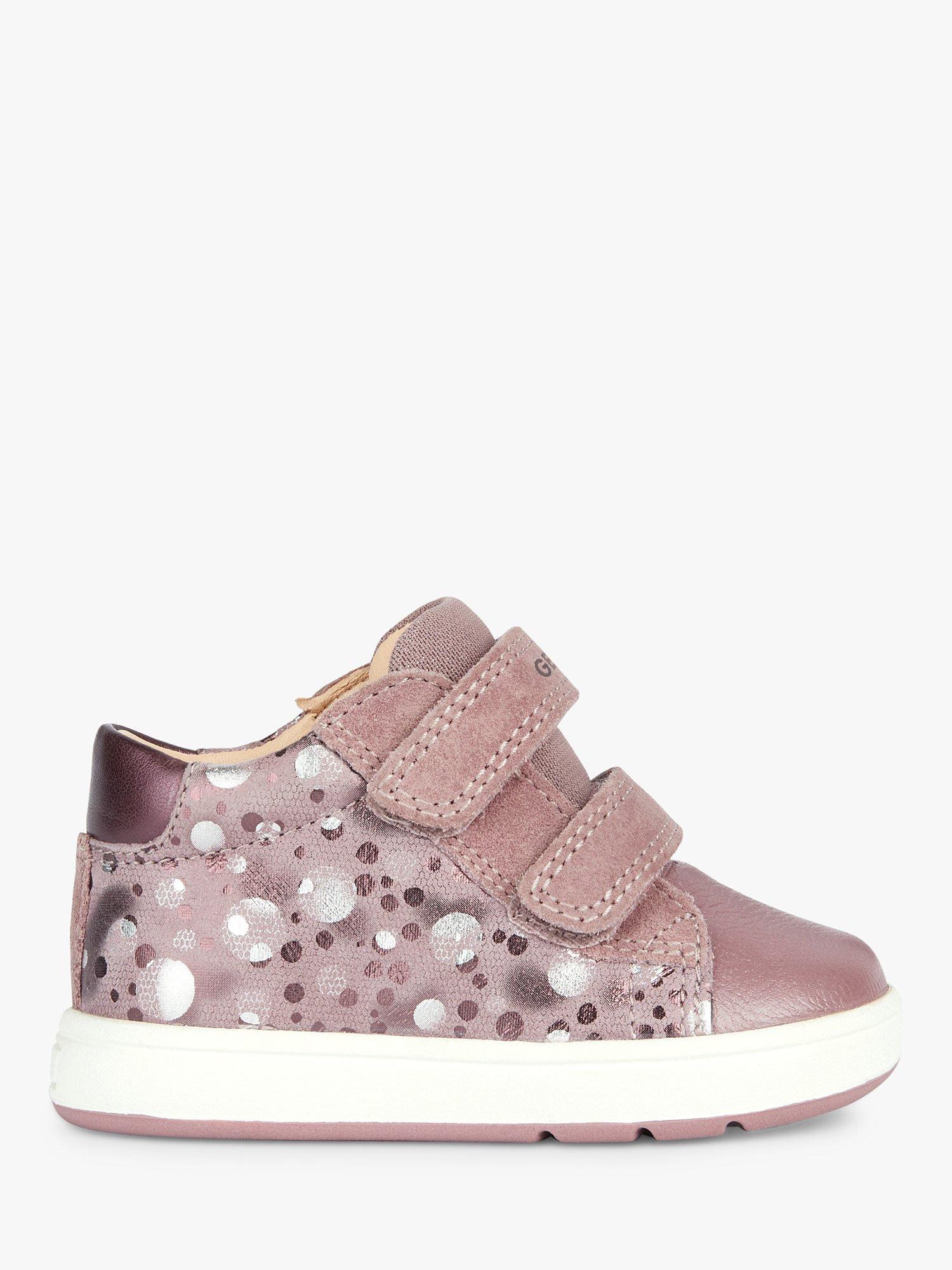 Geox Kids' Biglia Riptape Pre-Walker Trainers, Dk Rose/Prune