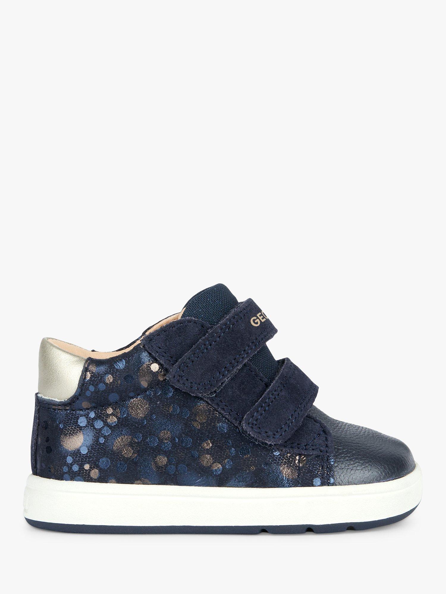 Geox Kids' Biglia Riptape Pre-Walker Trainers, Navy/Dk Gold