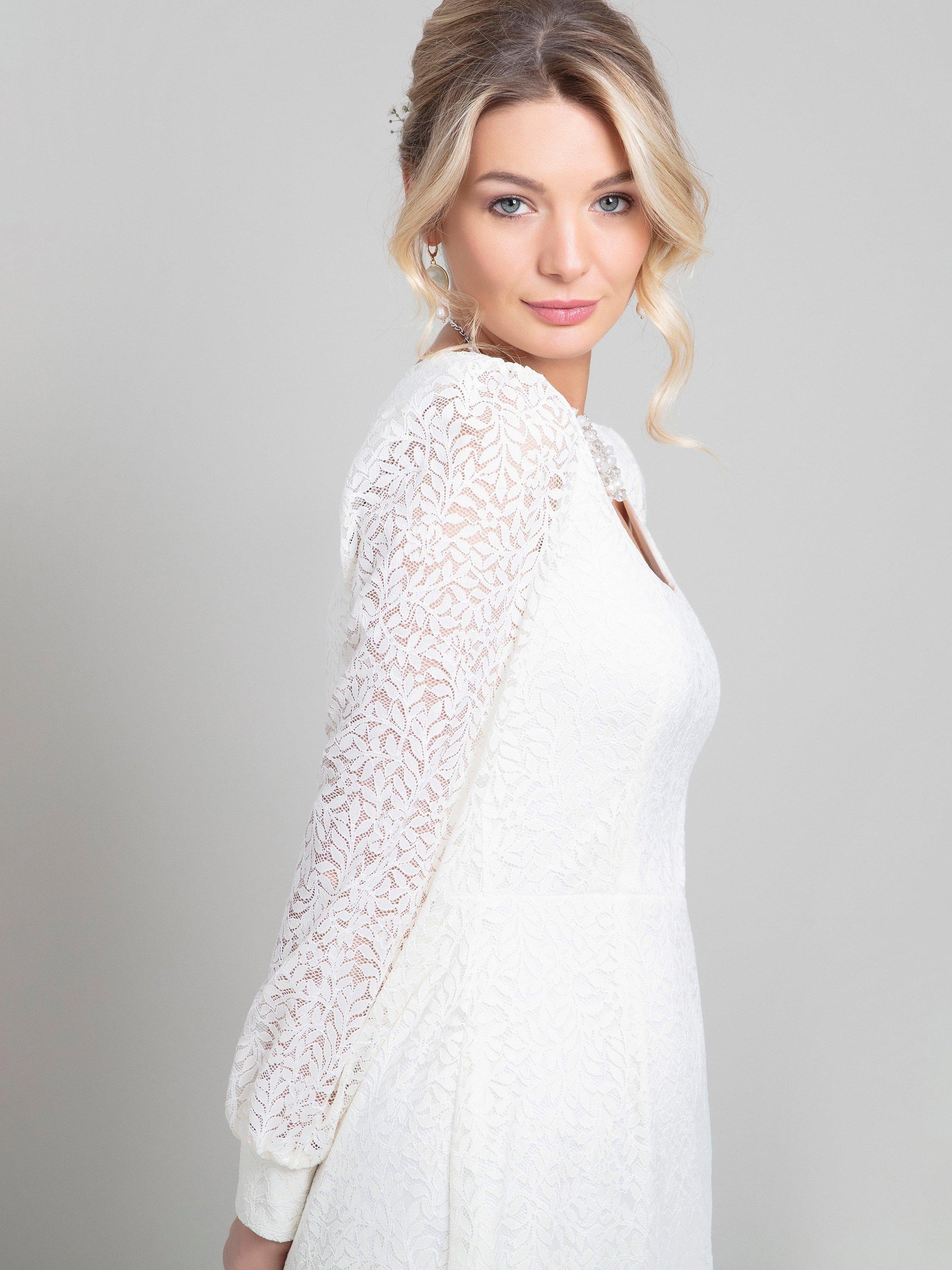 Product image 7 of 8, which shows Alie Street Alexis Lace Wedding Dress, Ivory, 6-8