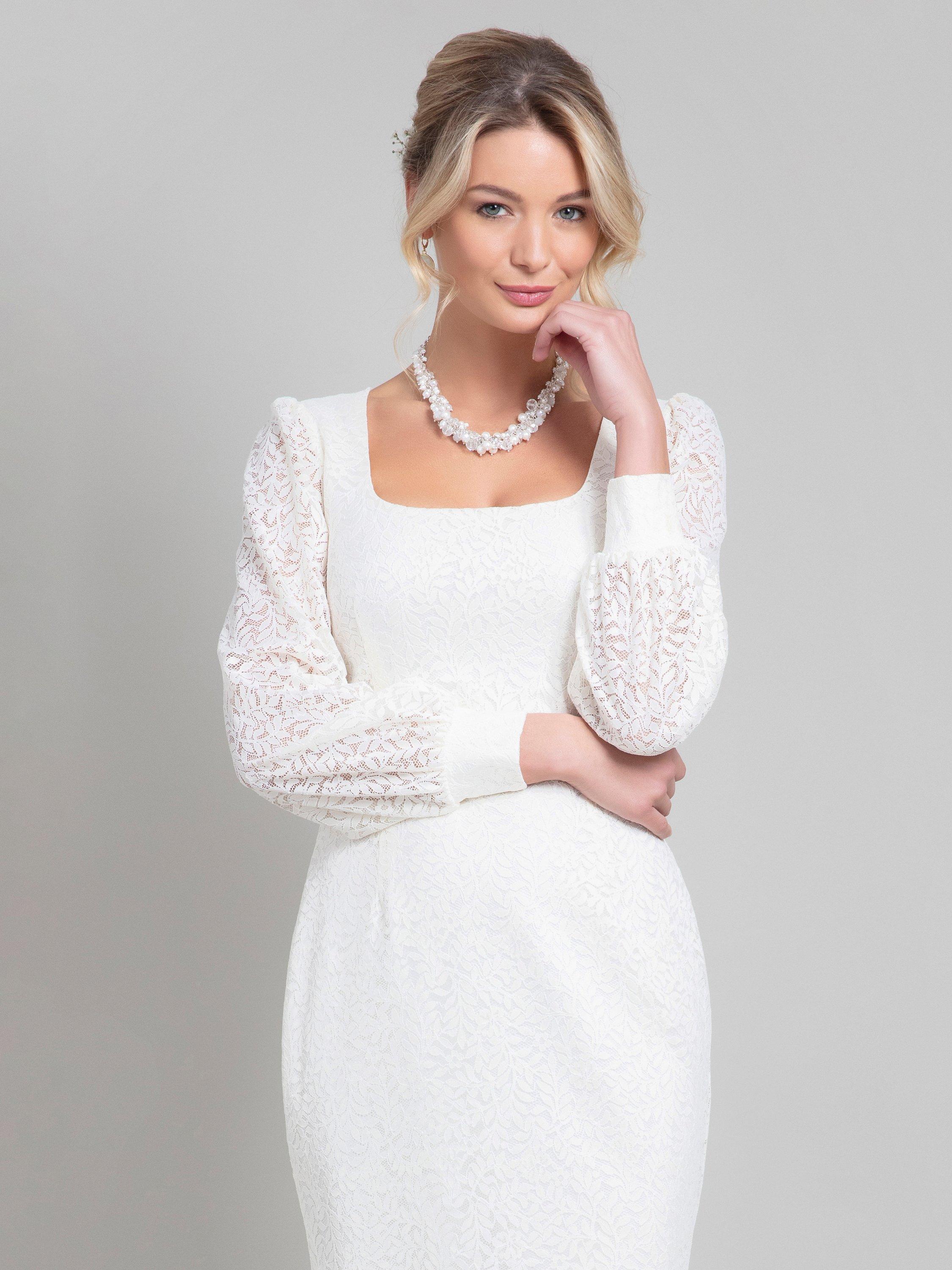 Product image 8 of 8, which shows Alie Street Alexis Lace Wedding Dress, Ivory, 6-8