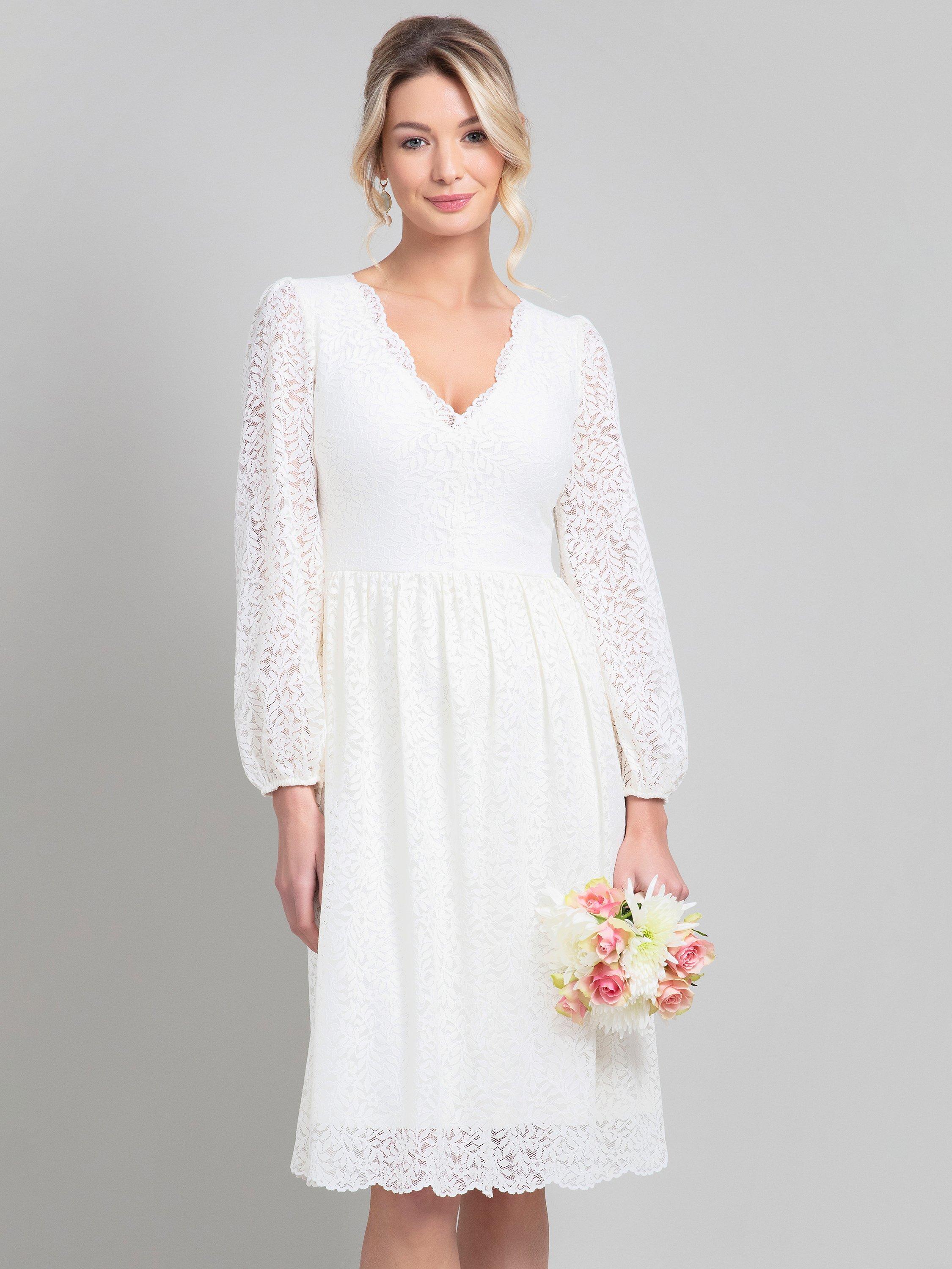 Product image 1 of 8, which shows Alie Street Lauren Lace Wedding Dress, Ivory, 14-16