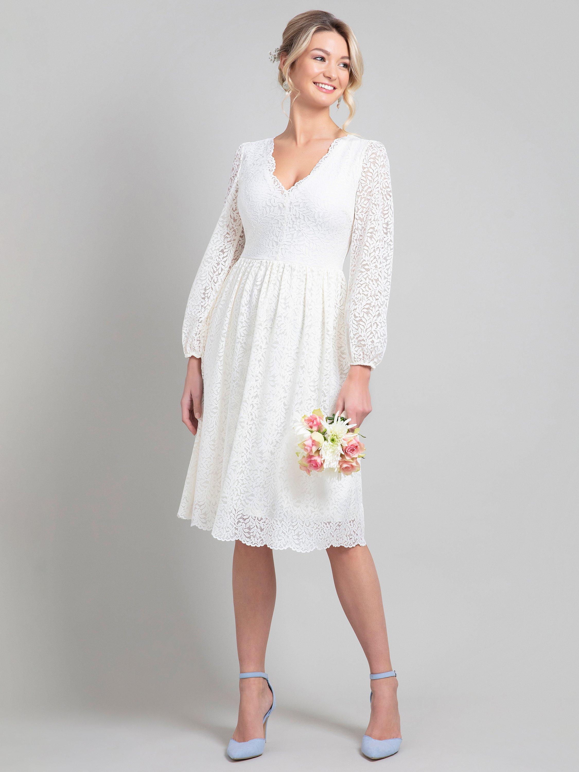 Product image 3 of 8, which shows Alie Street Lauren Lace Wedding Dress, Ivory, 14-16