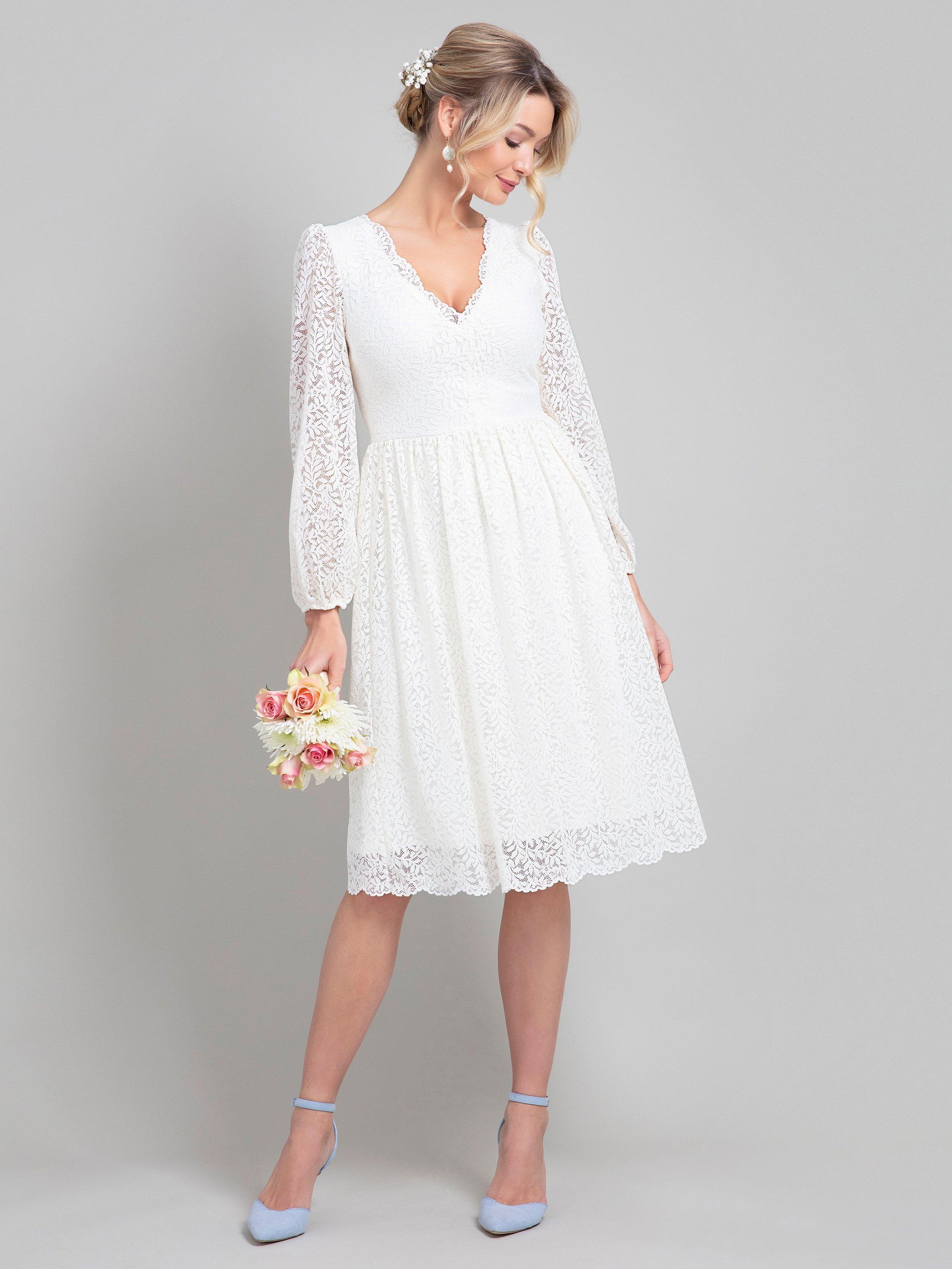 Product image 4 of 8, which shows Alie Street Lauren Lace Wedding Dress, Ivory, 14-16