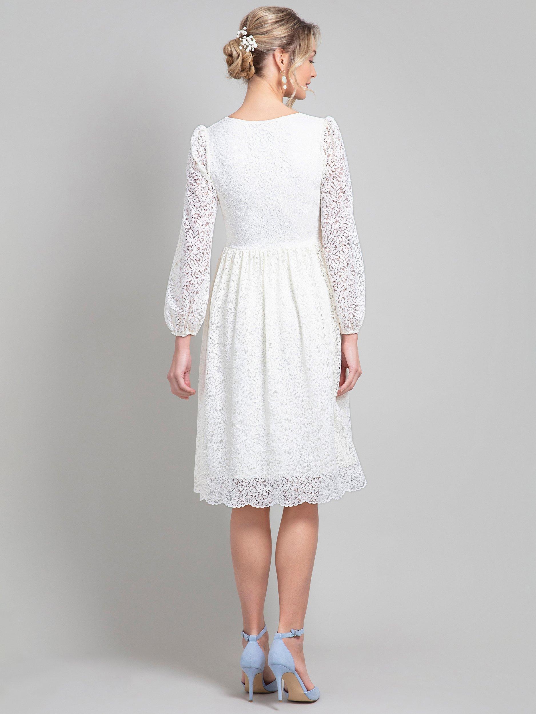 Product image 7 of 8, which shows Alie Street Lauren Lace Wedding Dress, Ivory, 14-16