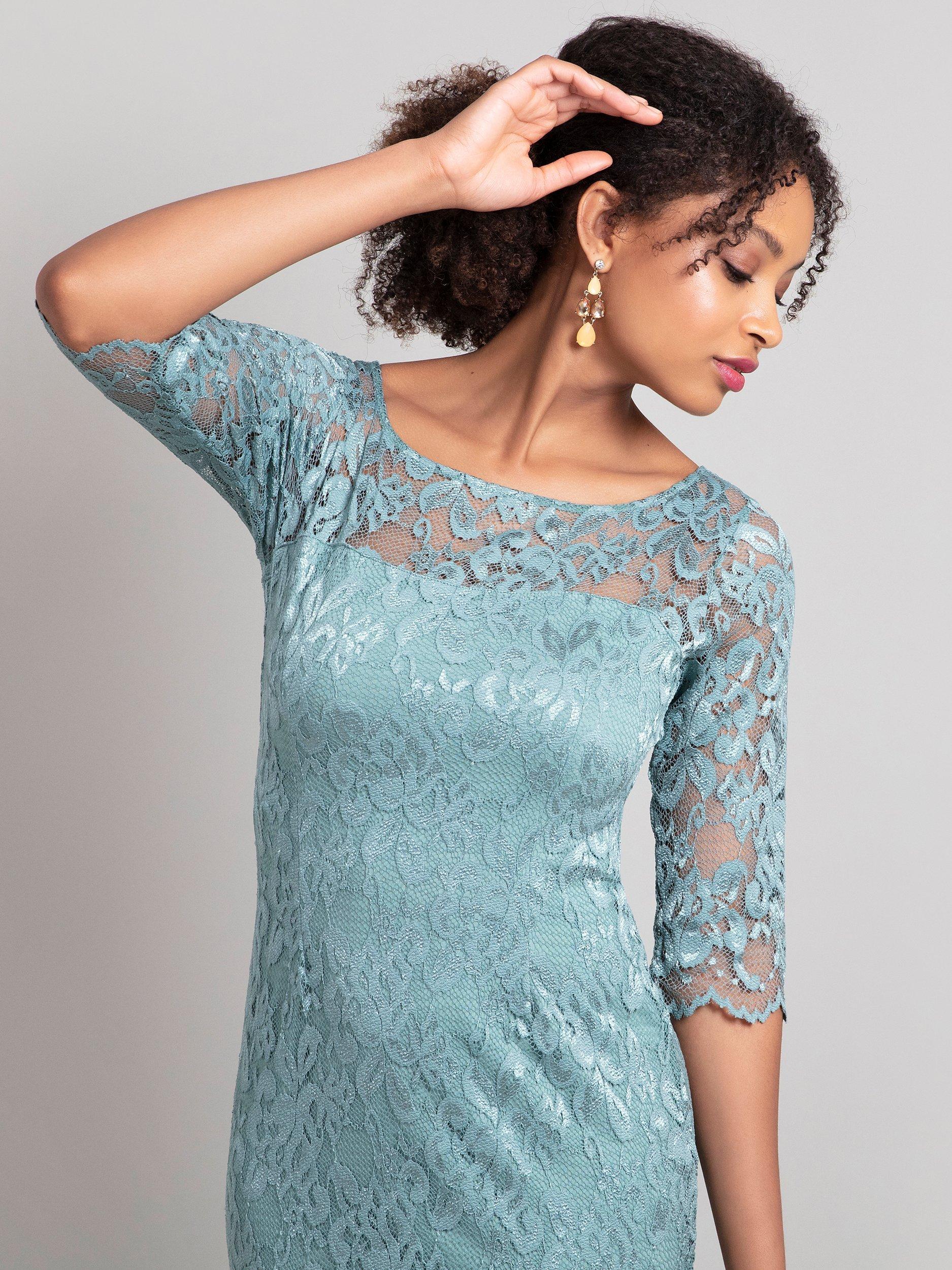 Alie Street Lila Lace Dress, Glacial Green, 6-8