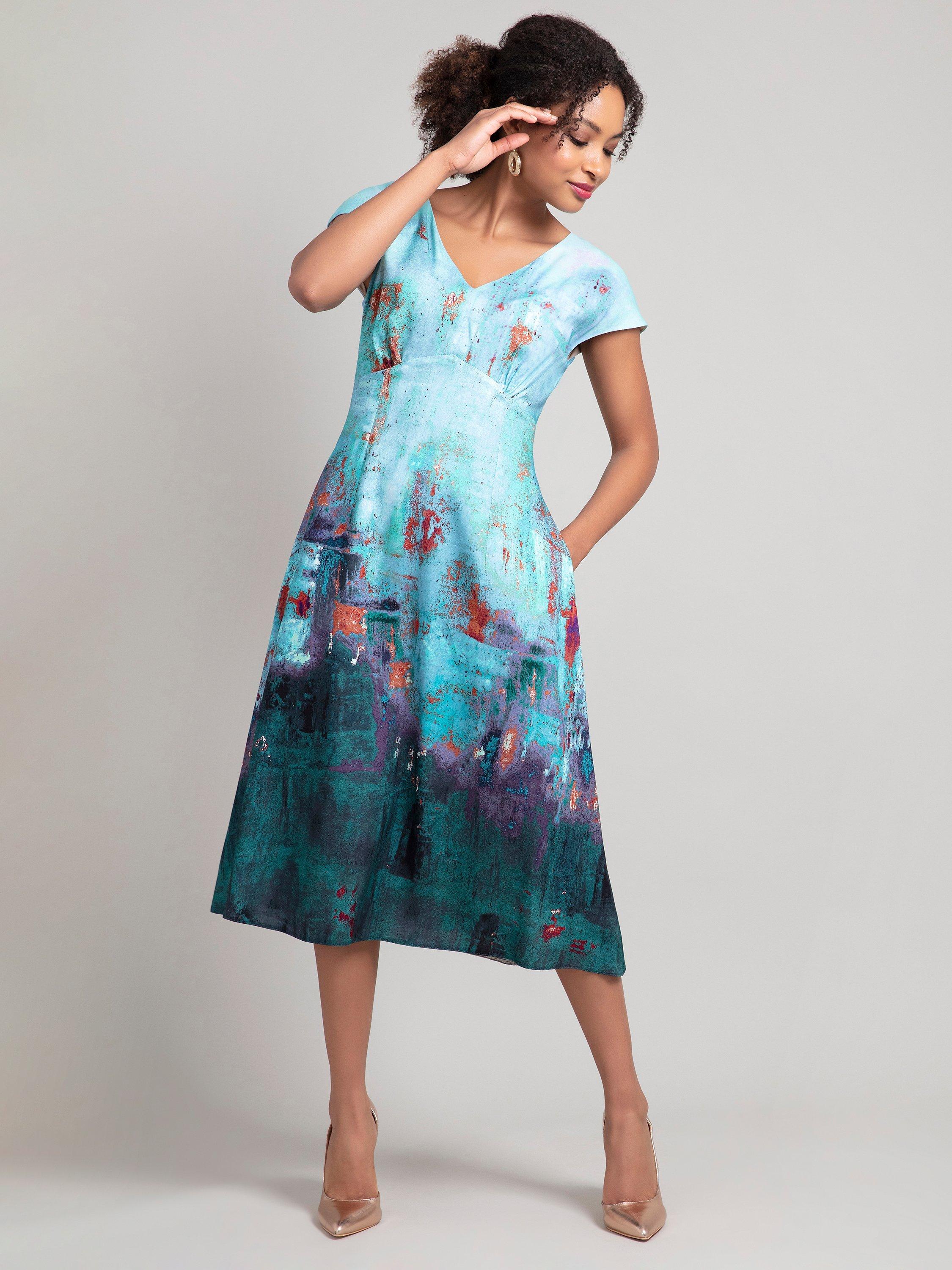 Alie Street Layla Aquatic Ombre Midi Dress, Blue