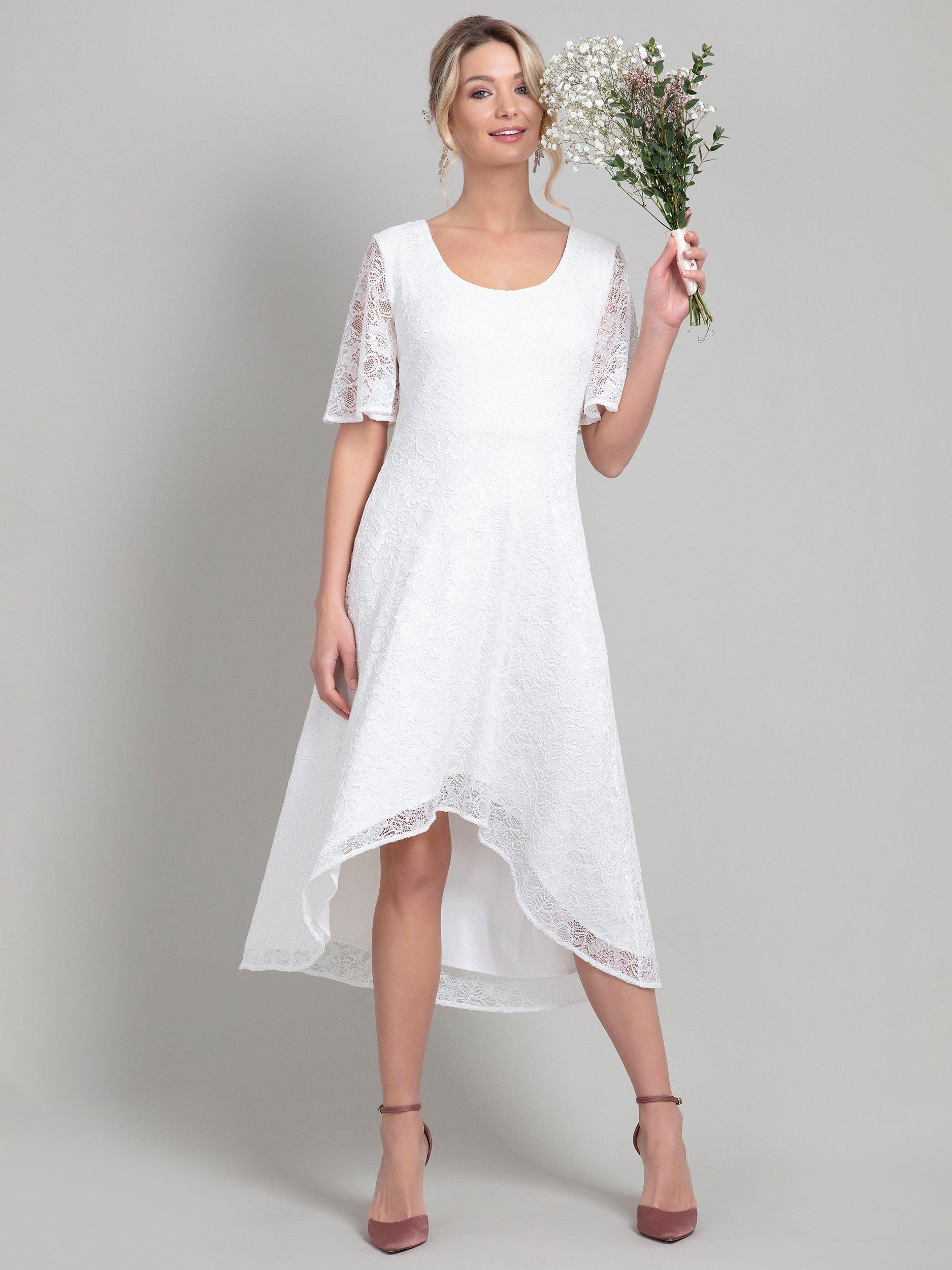Product image 2 of 7, which shows Alie Street Eliza Asymmetric Wedding Dress, Ivory, 12-14