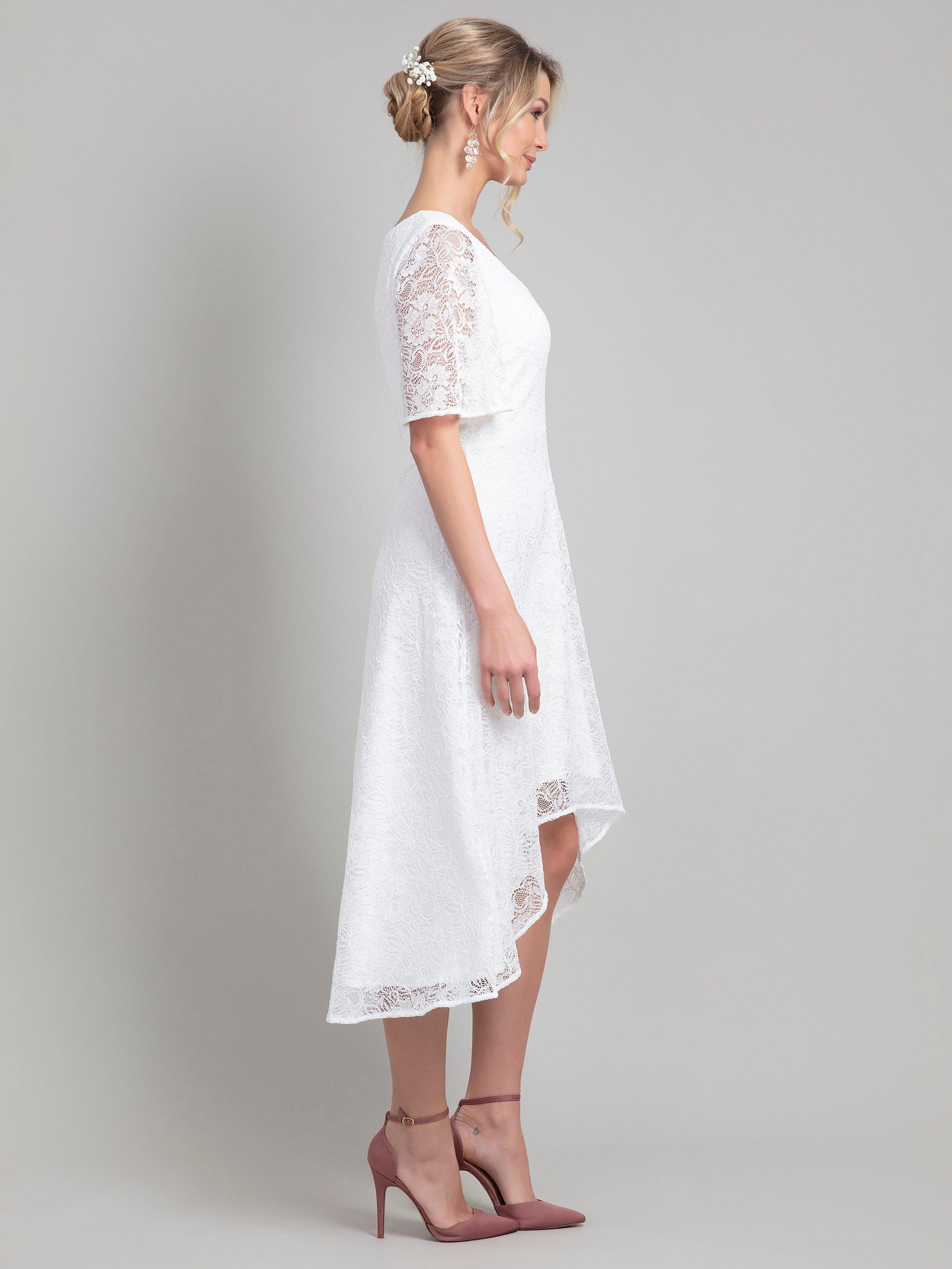 Product image 5 of 7, which shows Alie Street Eliza Asymmetric Wedding Dress, Ivory, 12-14