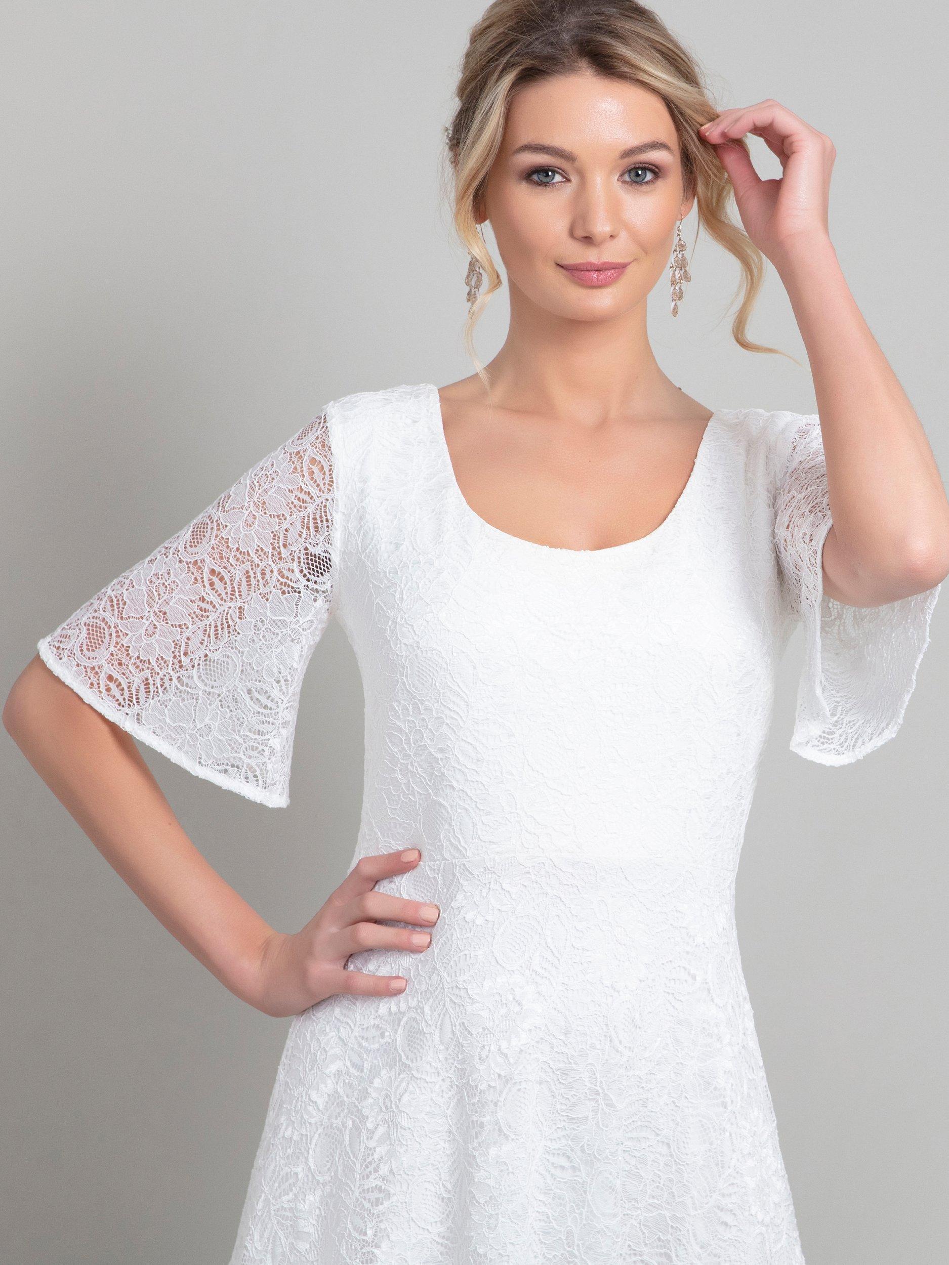 Product image 7 of 7, which shows Alie Street Eliza Asymmetric Wedding Dress, Ivory, 12-14
