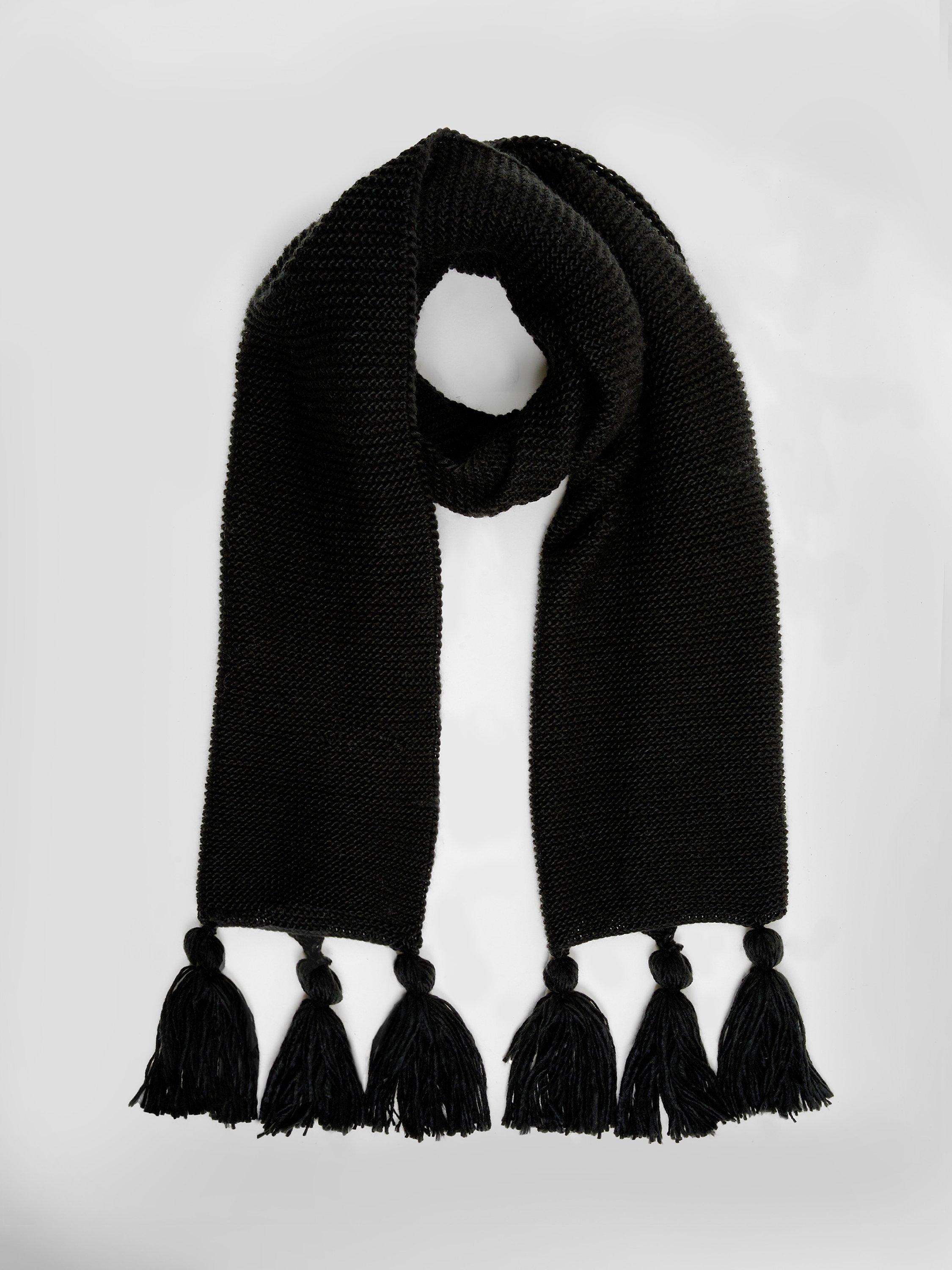 Great Plains Textured Tassel Scarf, Black