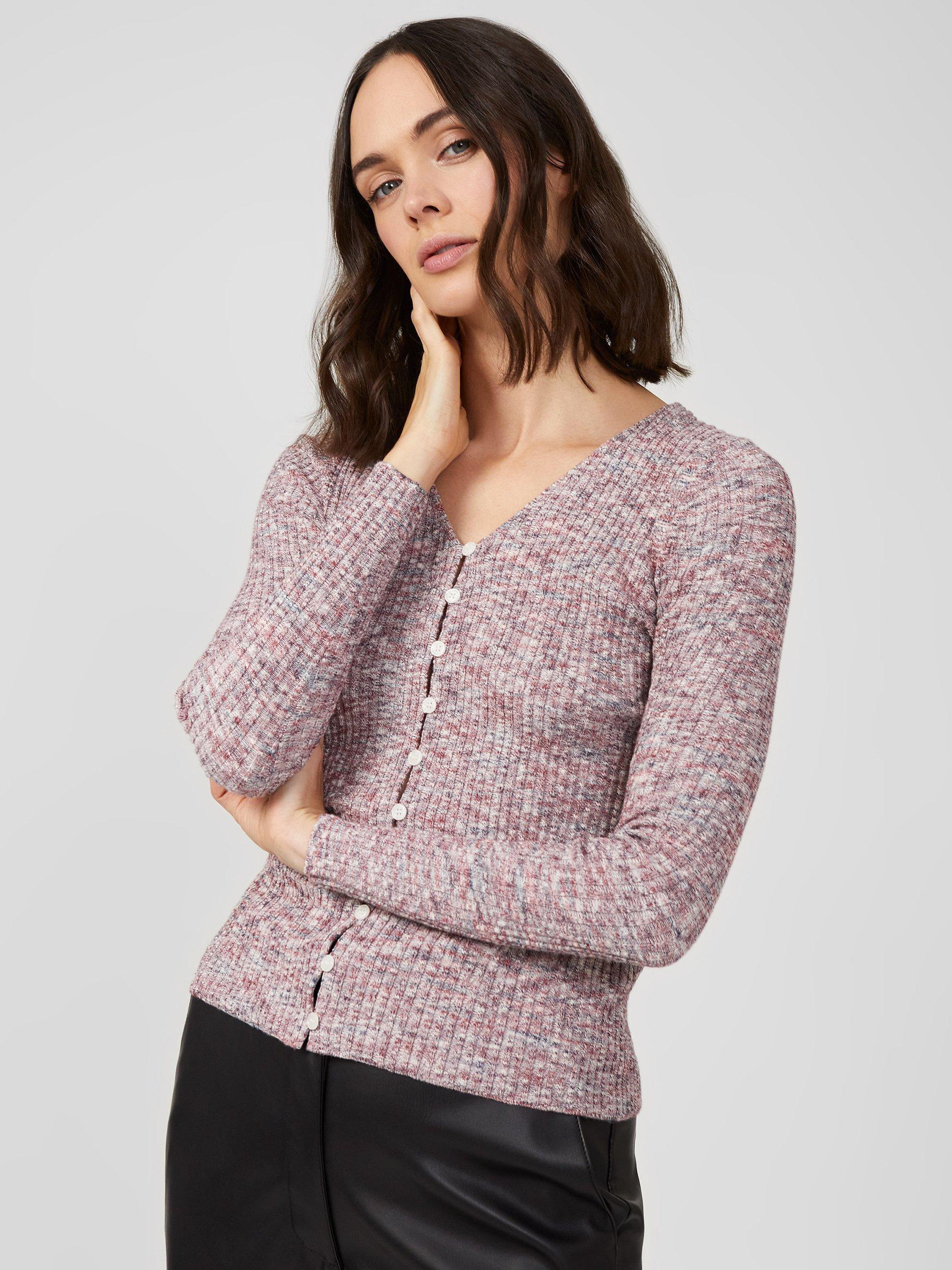 Great Plains Autumn Marl Knit Cardigan, Wine Marl
