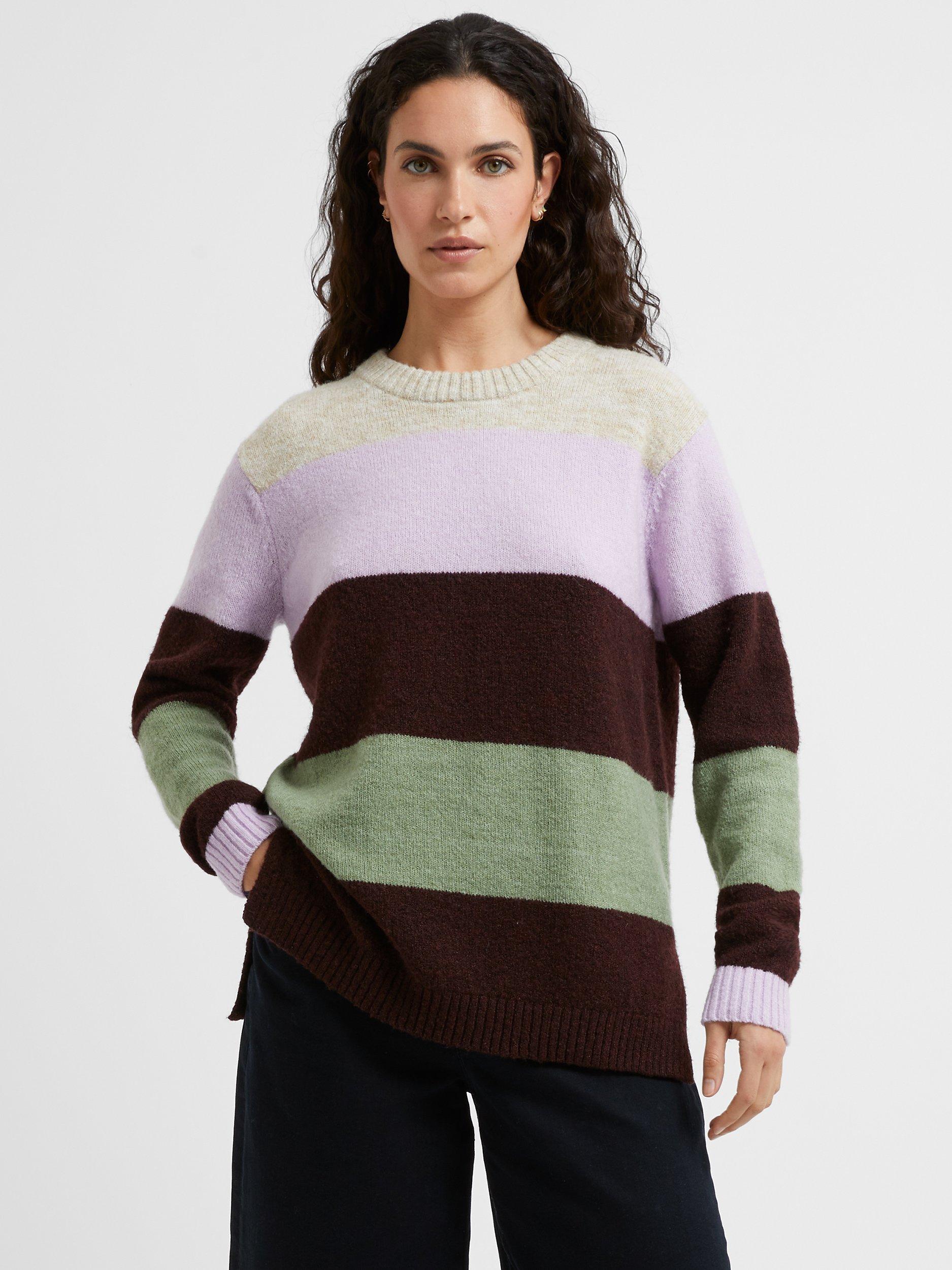 Great Plains Winter Stripe Knit Crew Neck Jumper, Lavender Multi