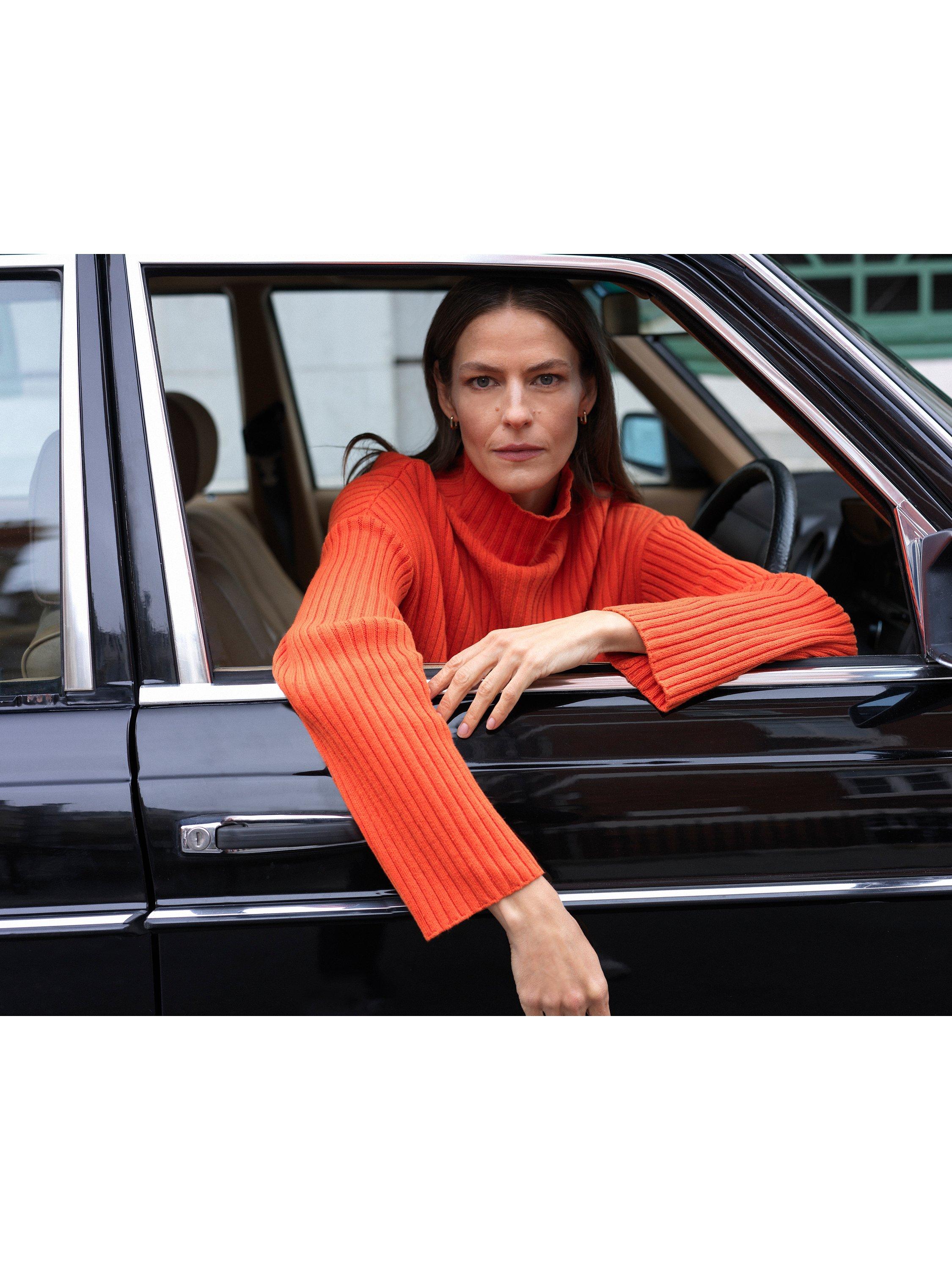 Great Plains Winter Jumper Cotton Knit Mock Jumper, Sunset Orange